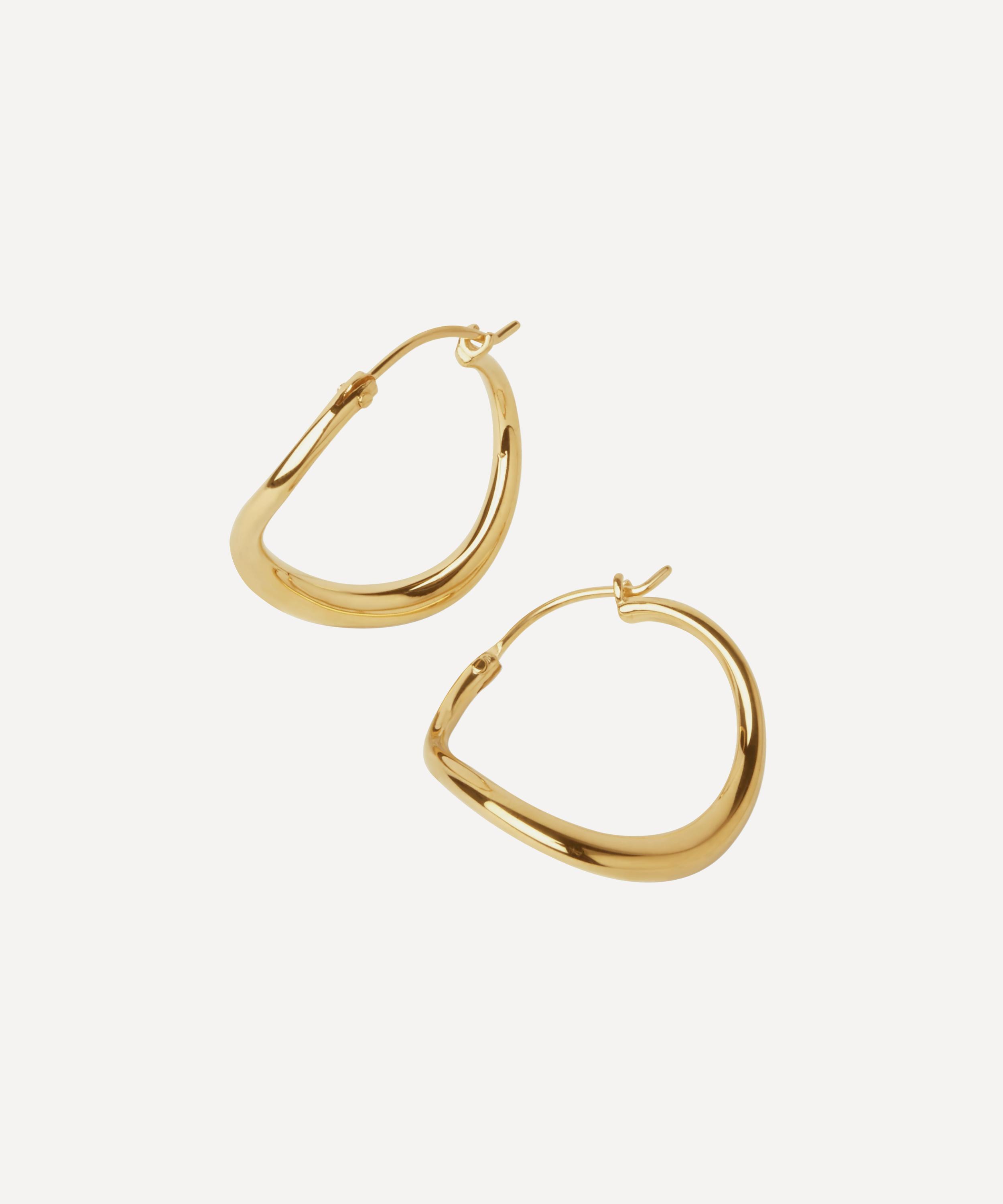 Dinny Hall - Gold Plated Vermeil Silver Wave Small Hoop Earrings image number 0
