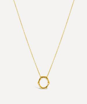 Gold Plated Vermeil Silver Bamboo Round Slide Pendant Necklace