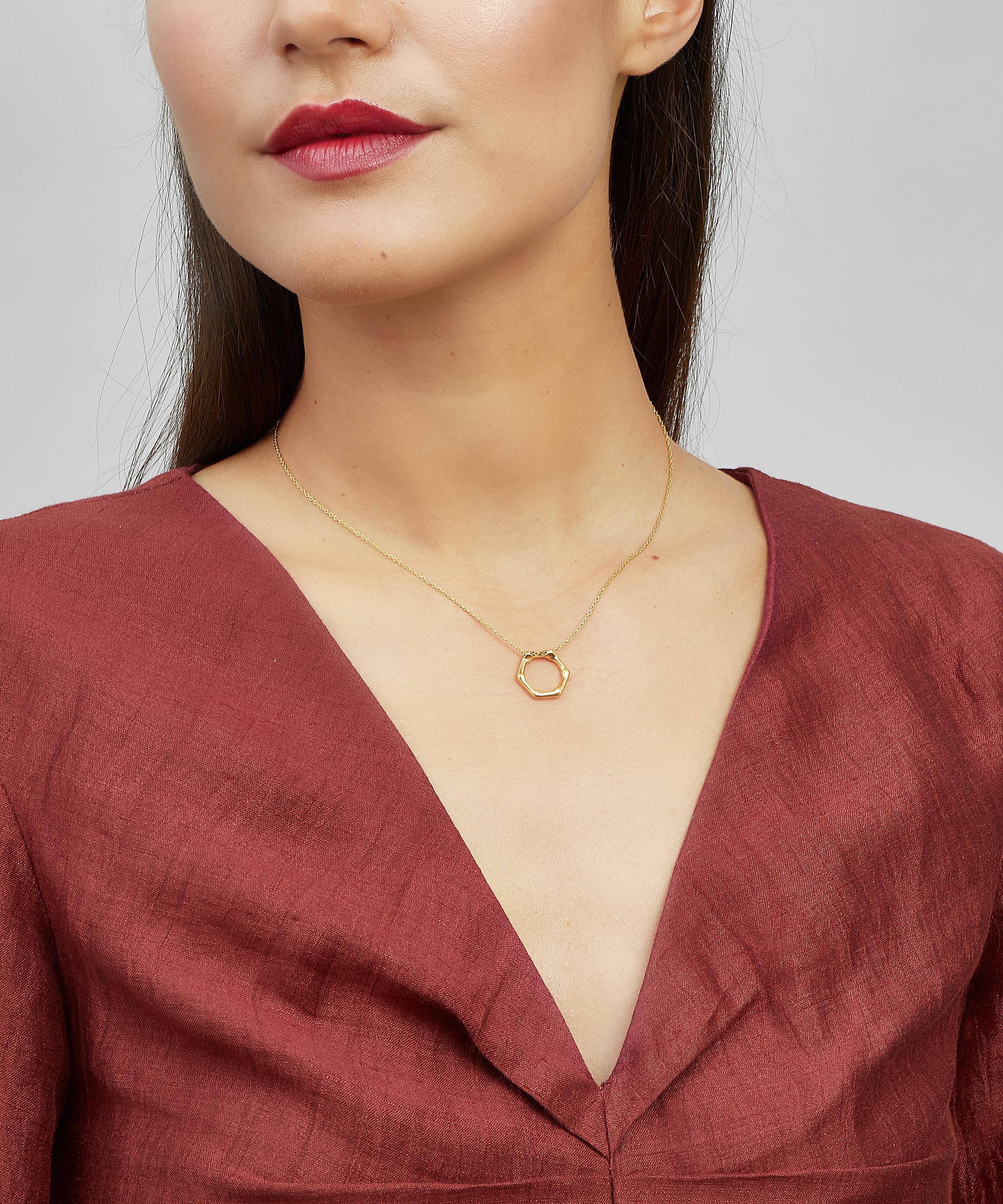 Dinny Hall - Gold Plated Vermeil Silver Bamboo Round Slide Pendant Necklace image number 1