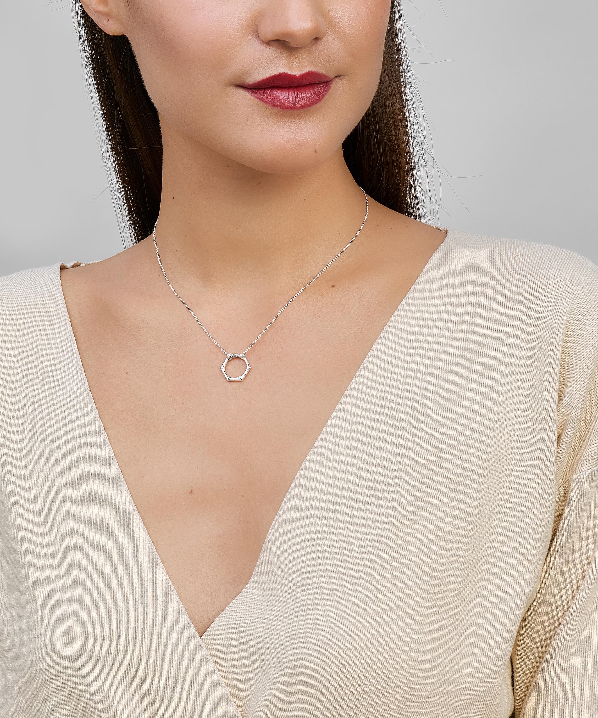 Dinny Hall - Silver Bamboo Round Slider Pendant Necklace image number 1