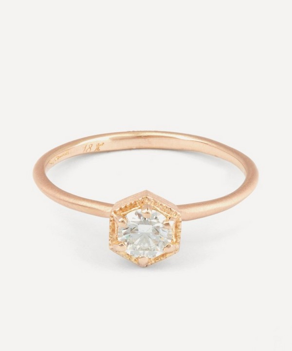 Satomi Kawakita - 18ct Gold White Diamond Hexagon Ring