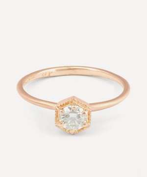 Satomi Kawakita - 18ct Gold White Diamond Hexagon Ring image number 0