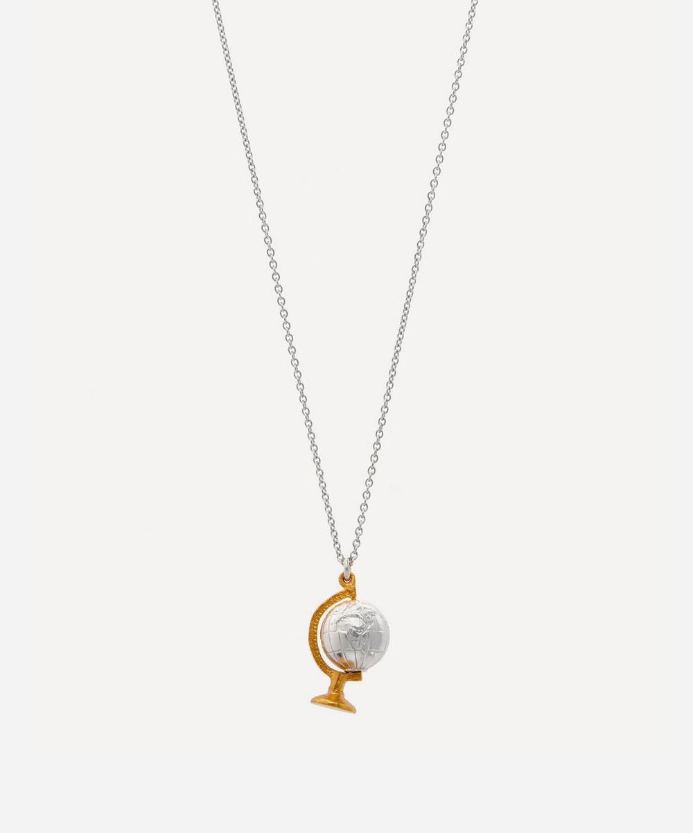ALEX MONROE SILVER AND GOLD-PLATED SPINNING GLOBE PENDANT NECKLACE,000533399