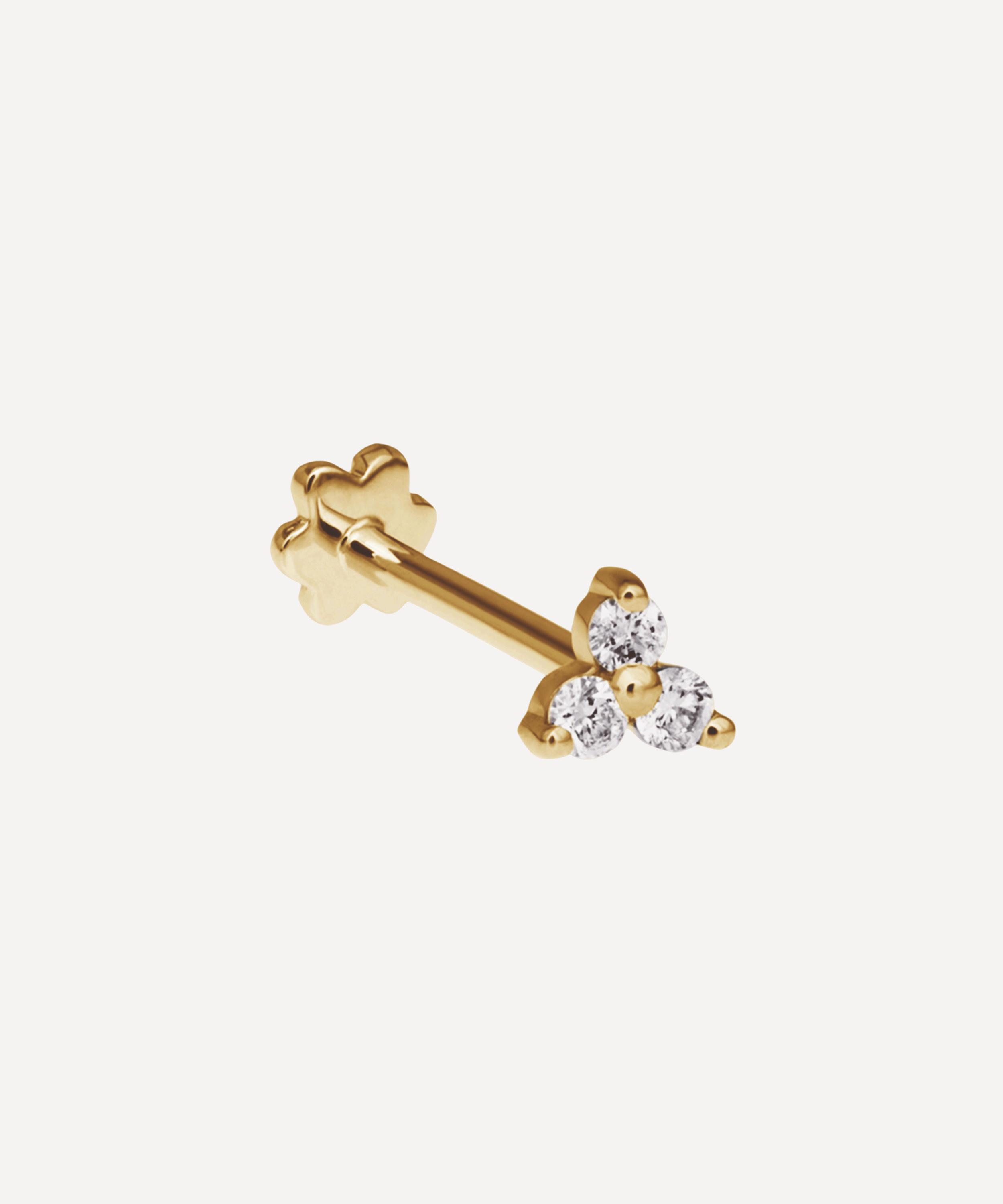 Maria Tash - 18ct 3mm Black Diamond Trinity Threaded Stud Earring image number 1