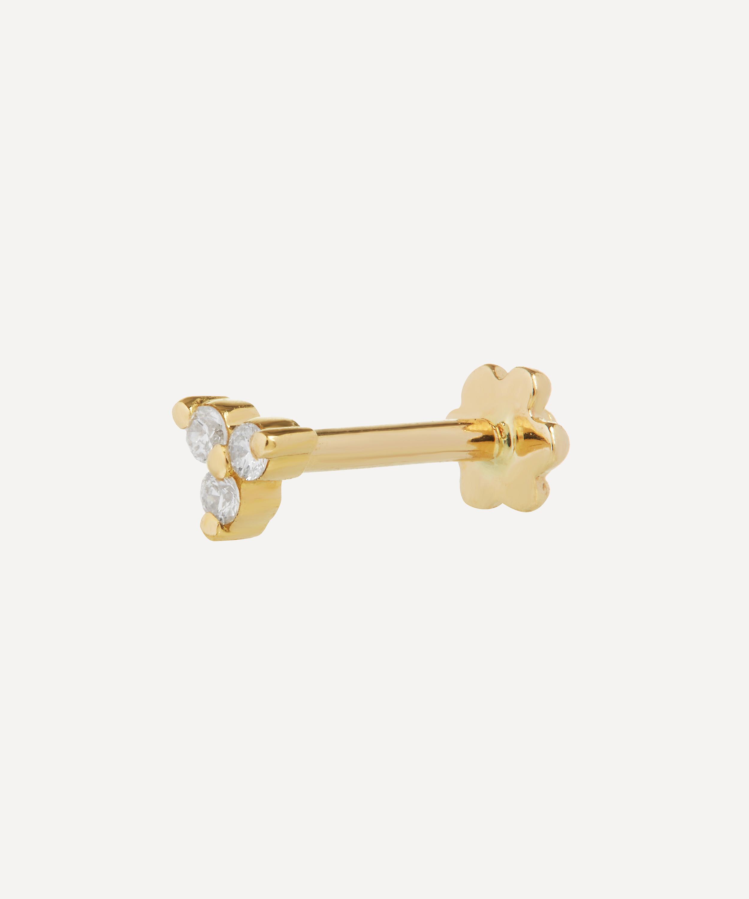 Maria Tash - 18ct 3mm Black Diamond Trinity Threaded Stud Earring image number 2