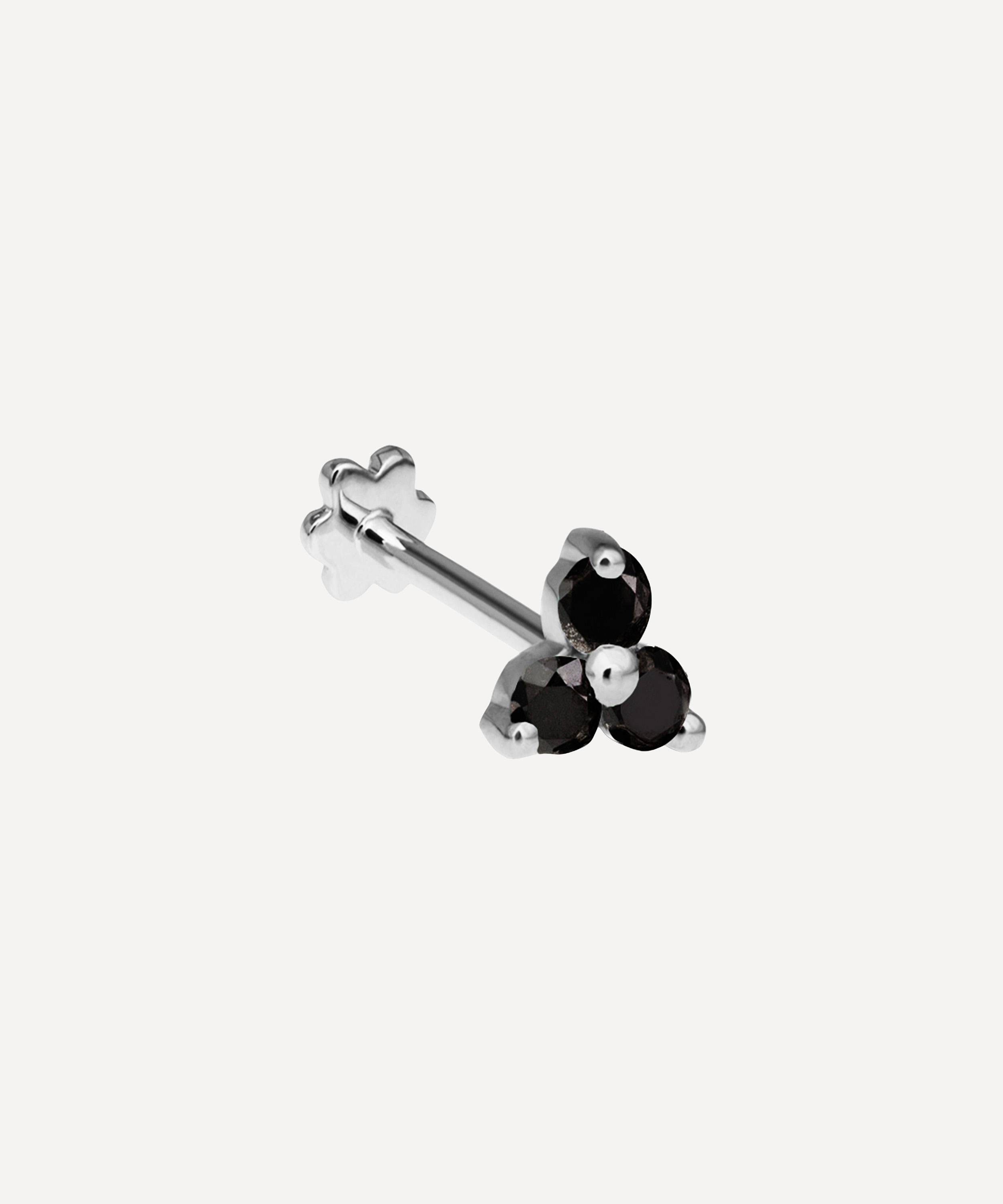 Maria Tash - 18ct 3mm Black Diamond Trinity Threaded Stud Earring image number 0