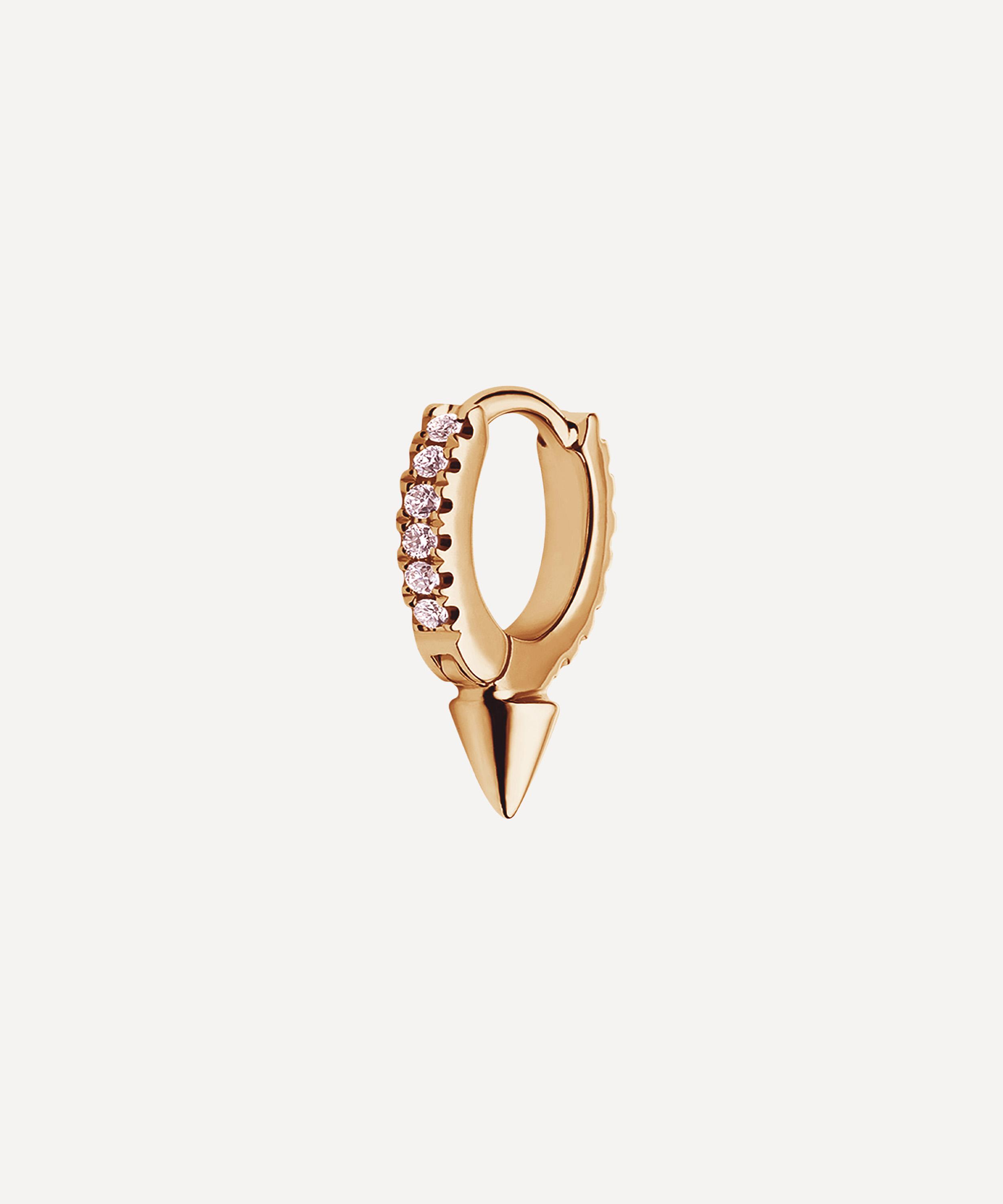 Maria Tash - 18ct 6.5mm Single Short Spike Diamond Eternity Hoop Earring image number 0