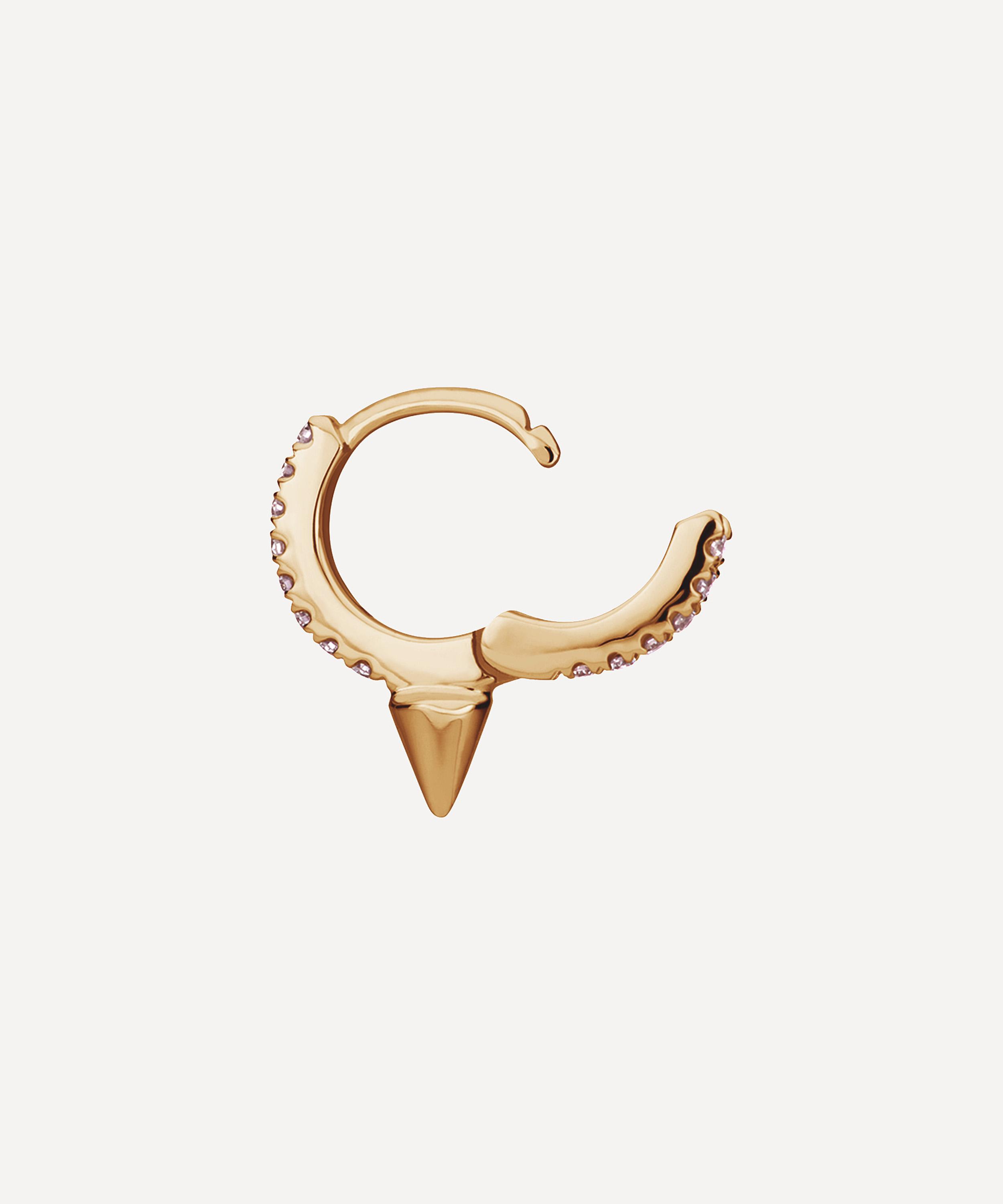 Maria Tash - 18ct 6.5mm Single Short Spike Diamond Eternity Hoop Earring image number 2