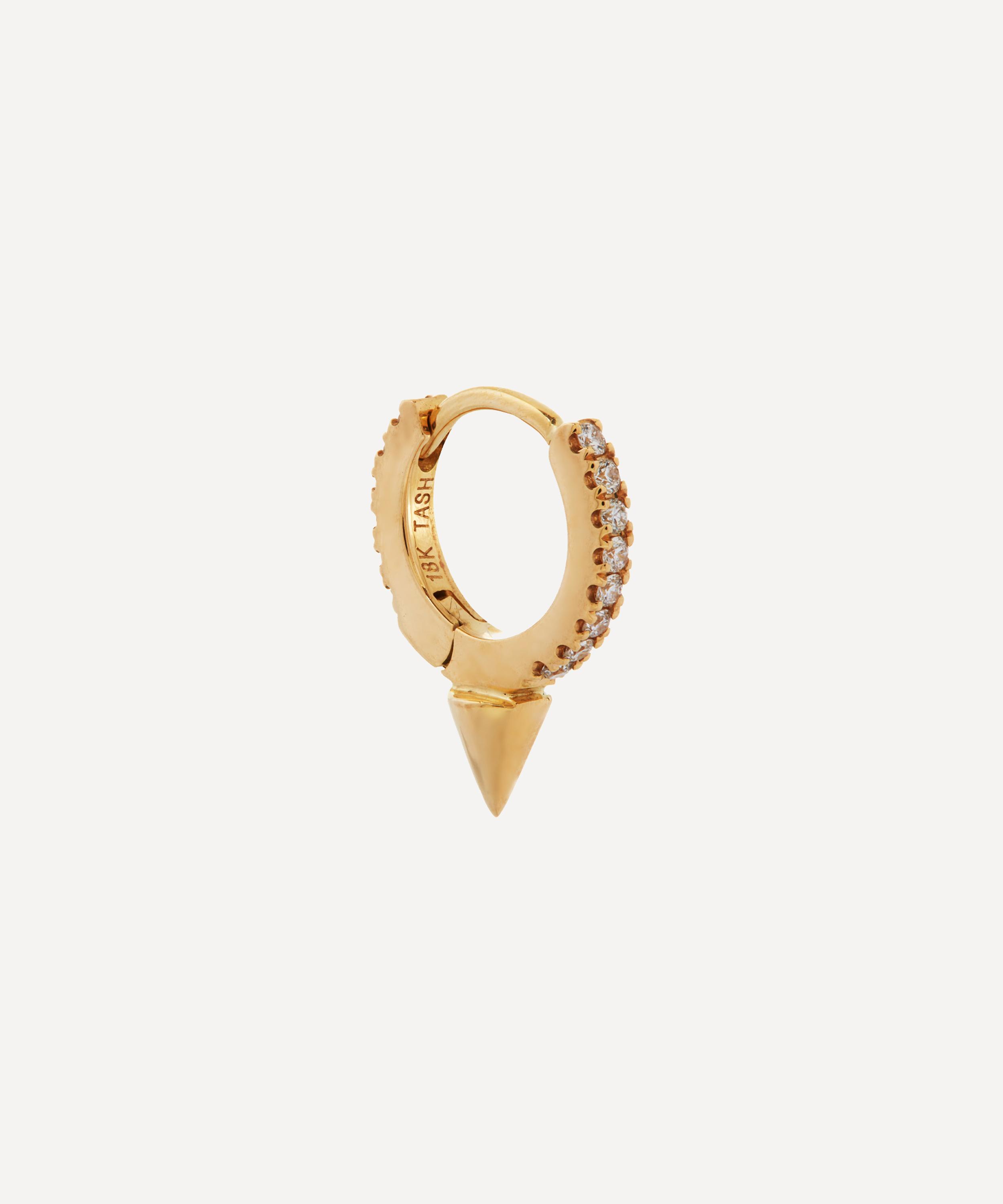 Maria Tash - 18ct 6.5mm Single Short Spike Diamond Eternity Hoop Earring image number 3
