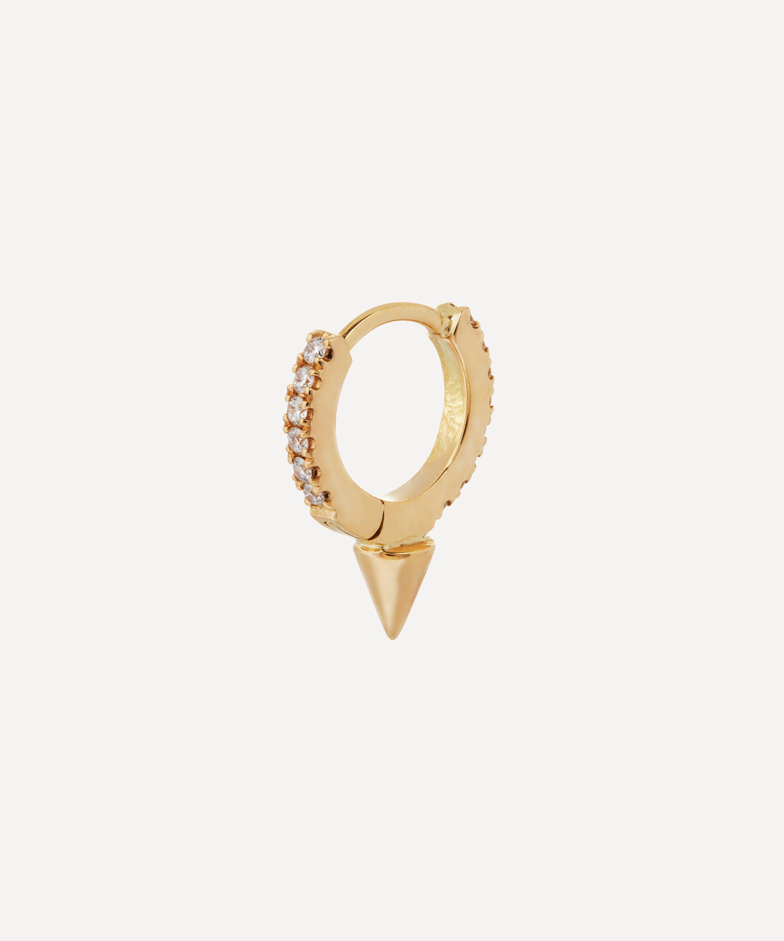 Maria Tash - 18ct 6.5mm Single Short Spike Diamond Eternity Hoop Earring image number 4