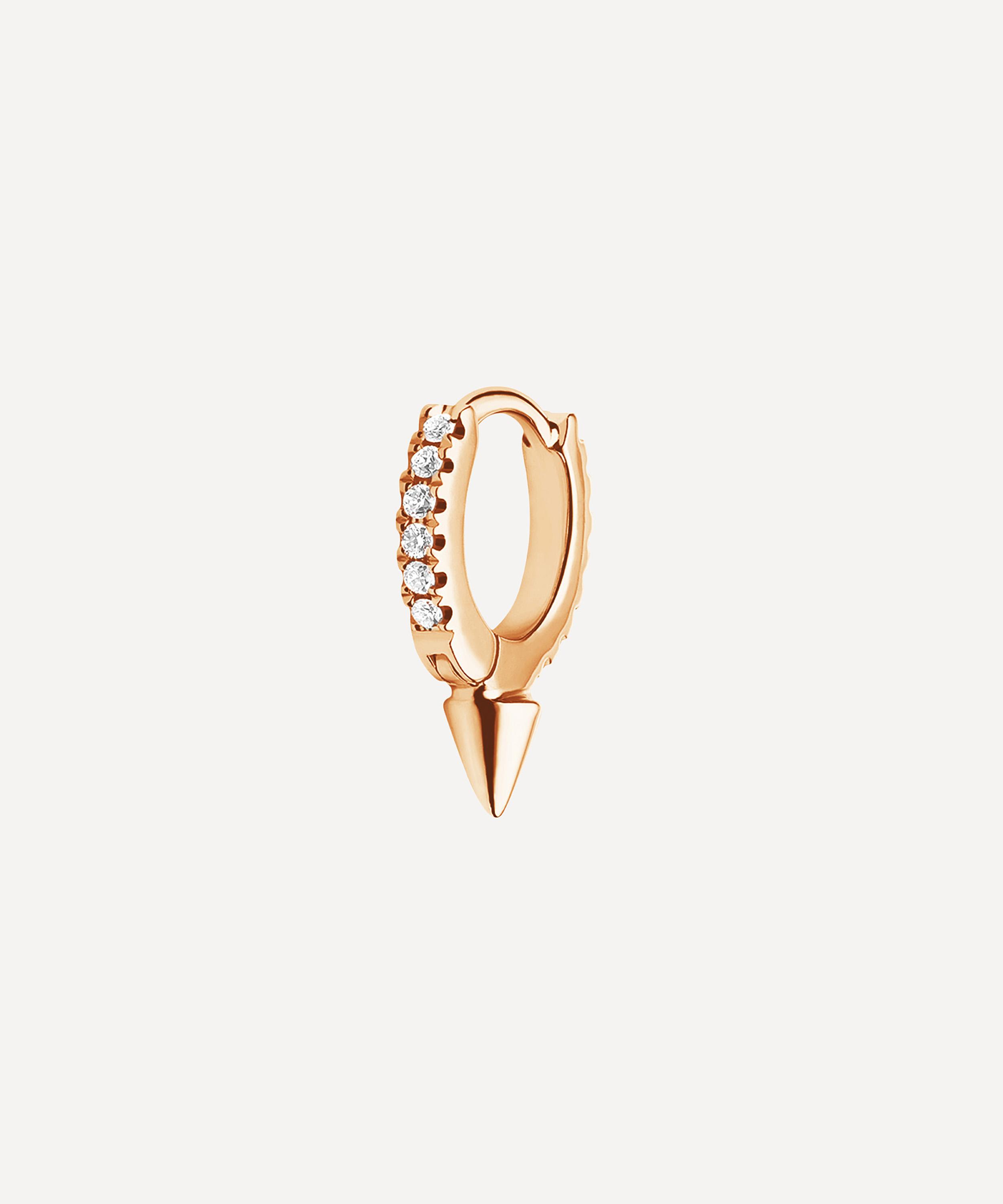 Maria Tash - 18ct 6.5mm Single Short Spike Diamond Eternity Hoop Earring