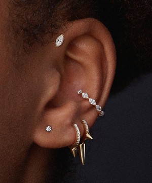 Maria Tash - 18ct 6.5mm Single Short Spike Diamond Eternity Hoop Earring image number 1