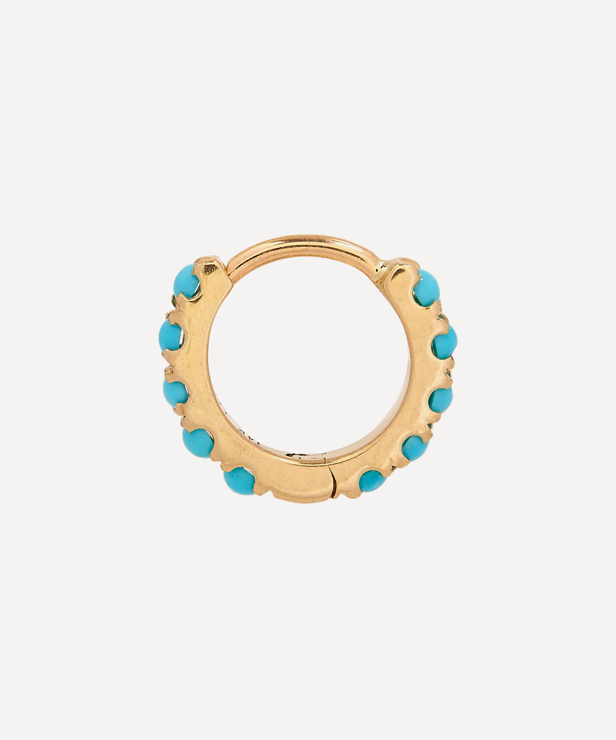 Maria Tash - 14ct 6.5mm Turquoise Eternity Hoop Earring image number 2