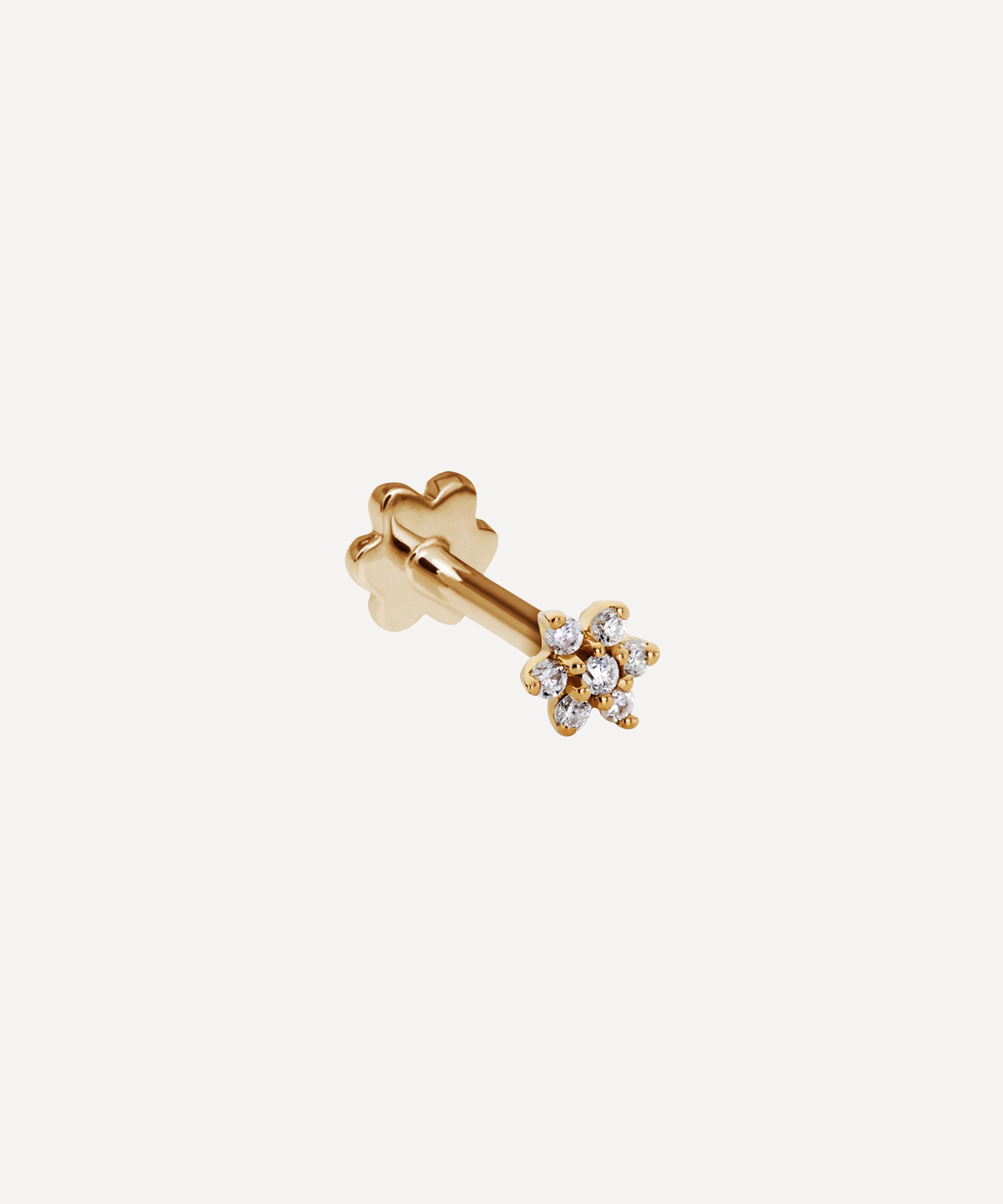 Maria Tash - 18ct 3mm Diamond Flower Threaded Stud Earring image number 0