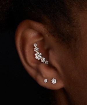 Maria Tash - 18ct 3mm Diamond Flower Threaded Stud Earring image number 1