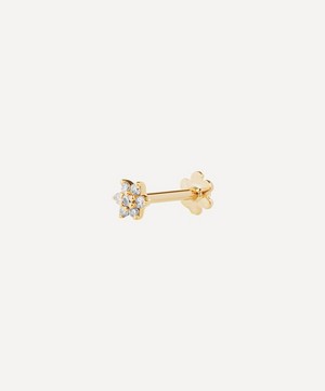 Maria Tash - 18ct 3mm Diamond Flower Threaded Stud Earring image number 3