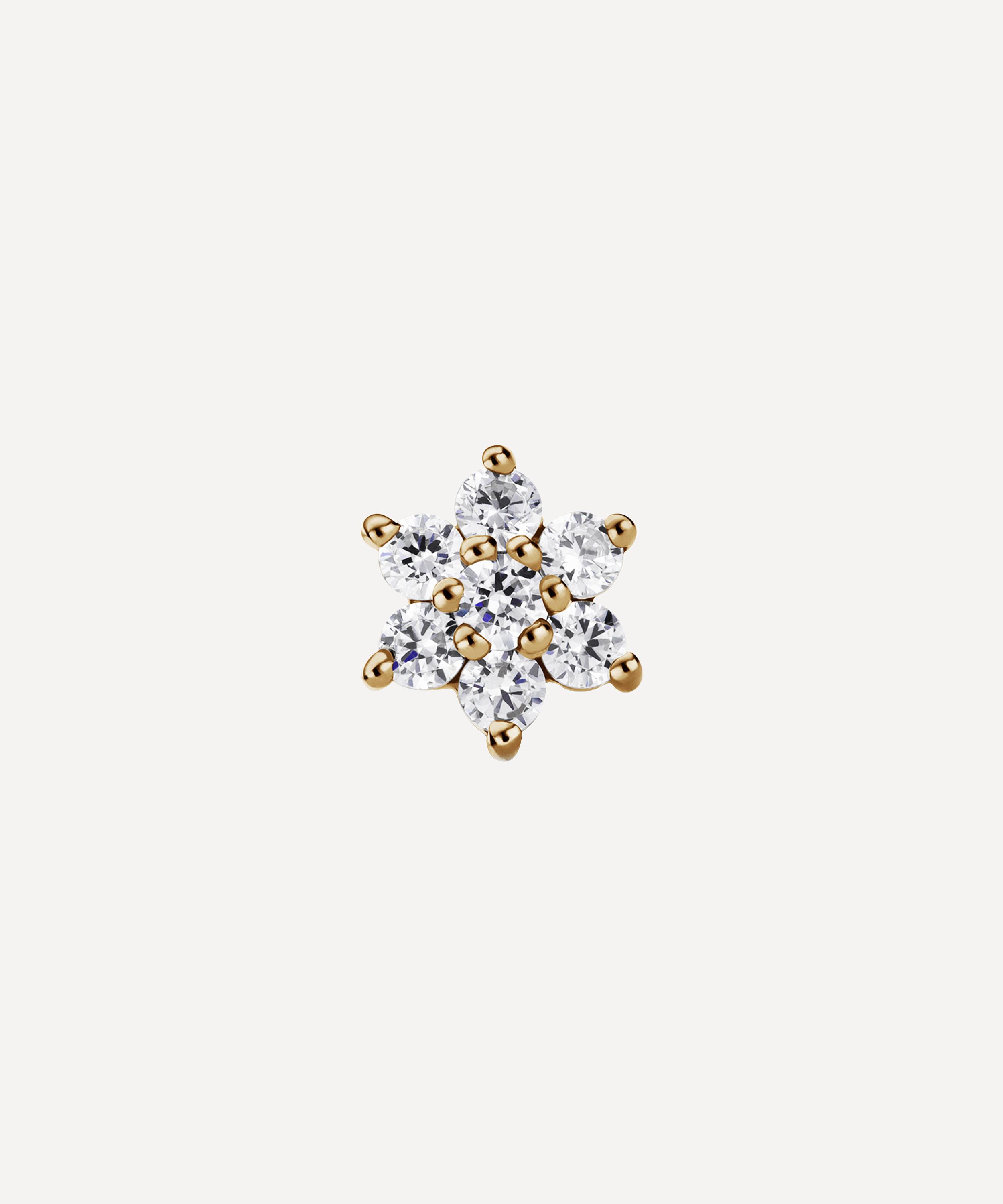 Maria Tash - 14ct 5.5mm Cubic Zirconia Flower Threaded Stud Earring image number 0