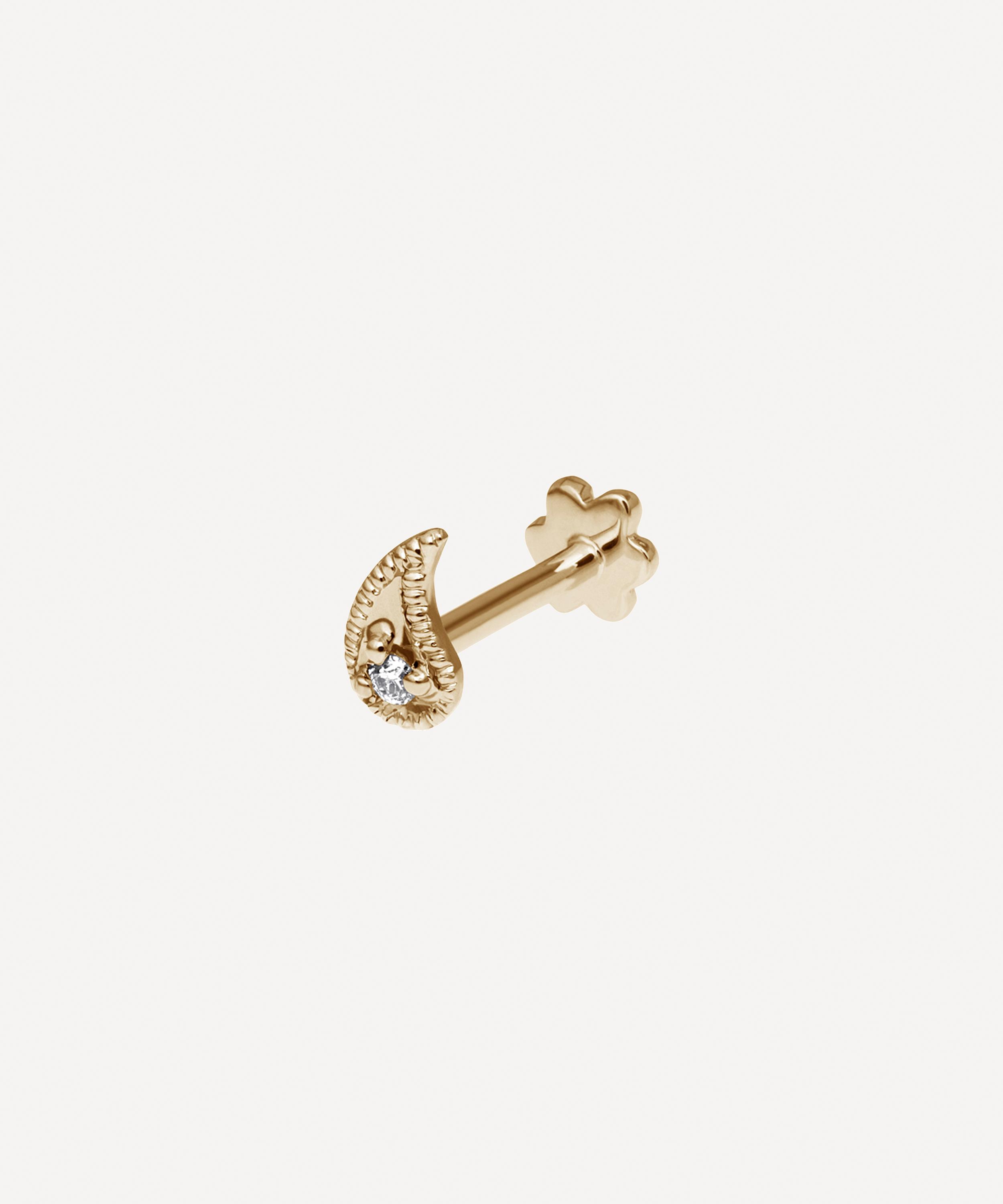 Maria Tash - 18ct 5mm Diamond Paisley Threaded Stud Earring Right image number 0
