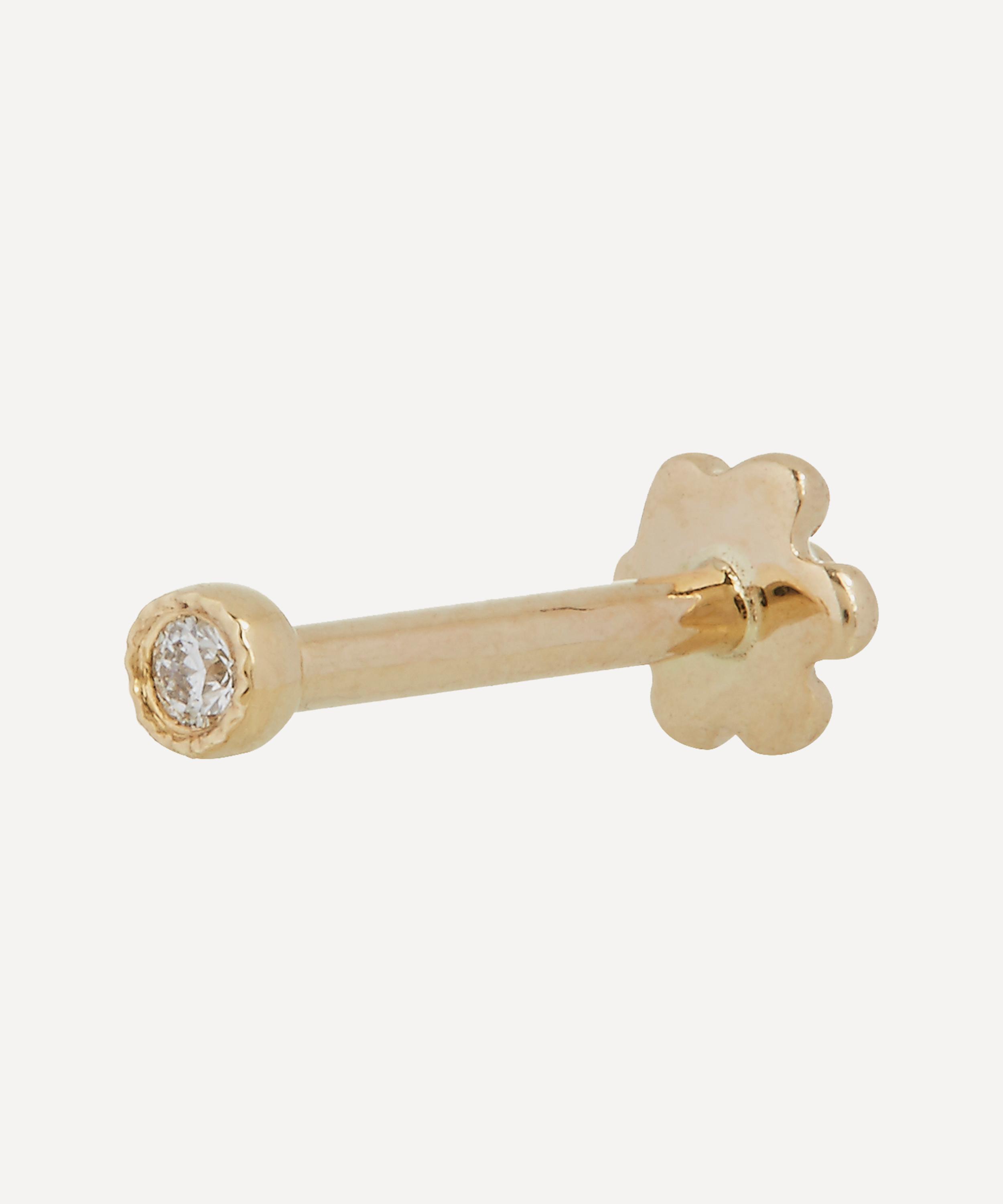 Maria Tash - 18ct 1.2mm Scalloped Set Diamond Threaded Stud Earring image number 2