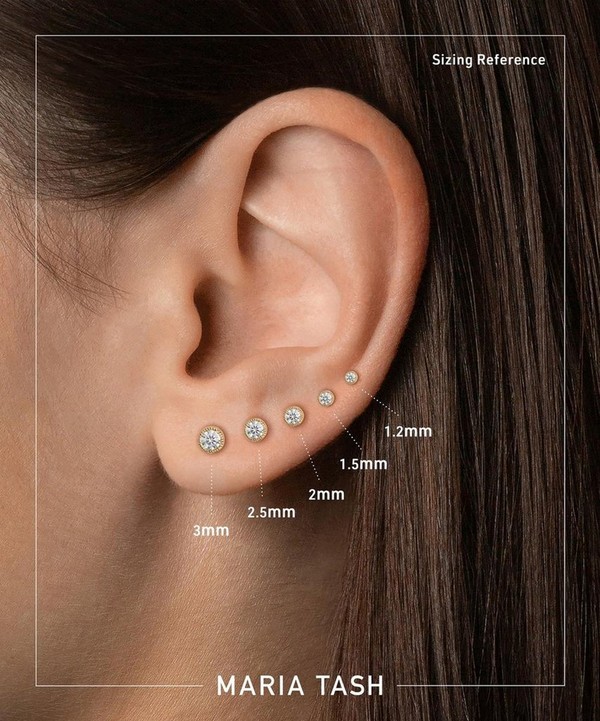 Maria Tash - 18ct 1.5mm Scalloped Set Diamond Threaded Stud Earring image number null
