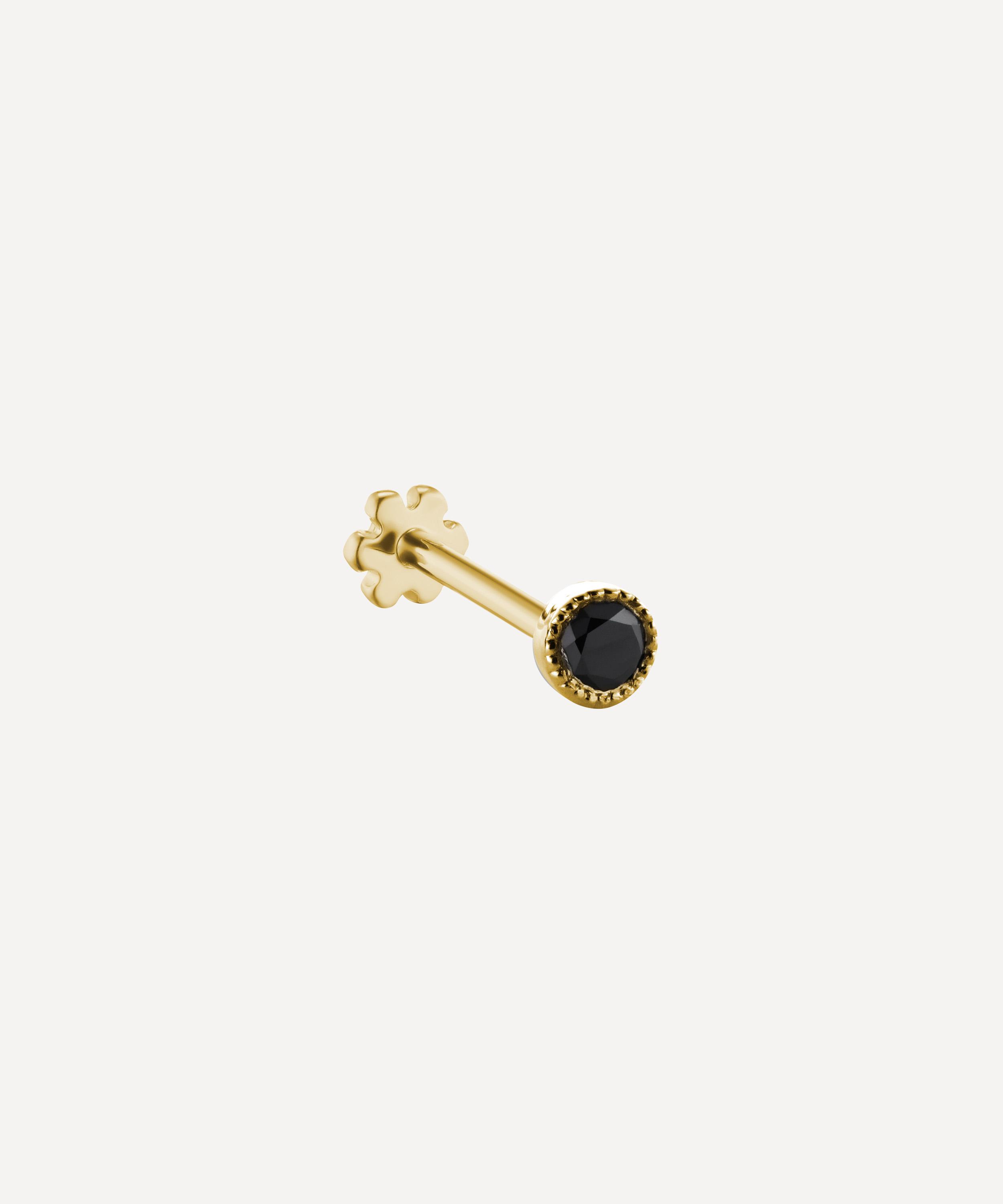 Maria Tash - 18ct 2mm Scalloped Set Black Diamond Threaded Stud Earring image number 0