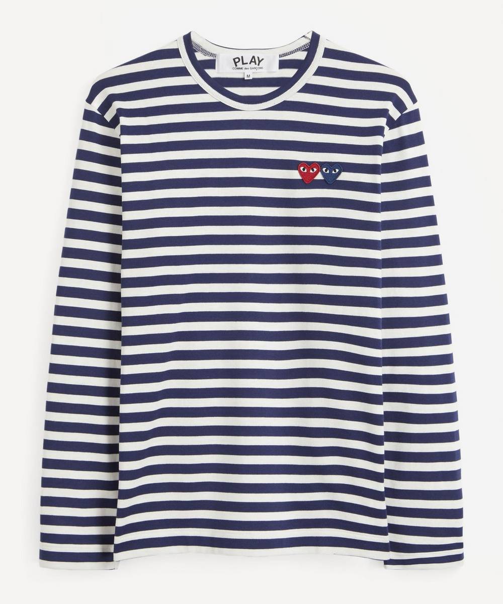 Comme des Garçons Play - Double-Logo Striped Cotton Long-Sleeve T-Shirt