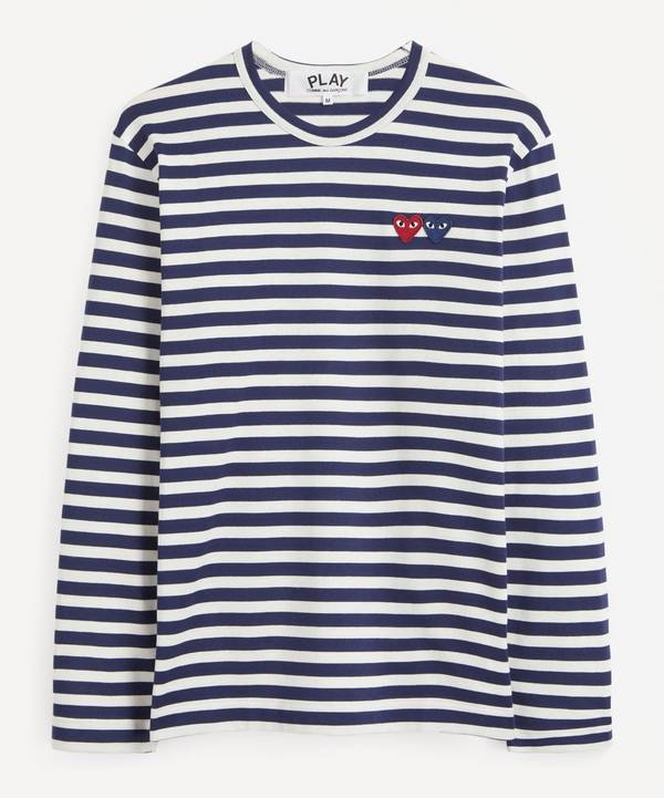 Comme des Garçons Play - Double-Logo Striped Cotton Long-Sleeve T-Shirt image number 0