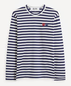Double-Logo Striped Cotton Long-Sleeve T-Shirt