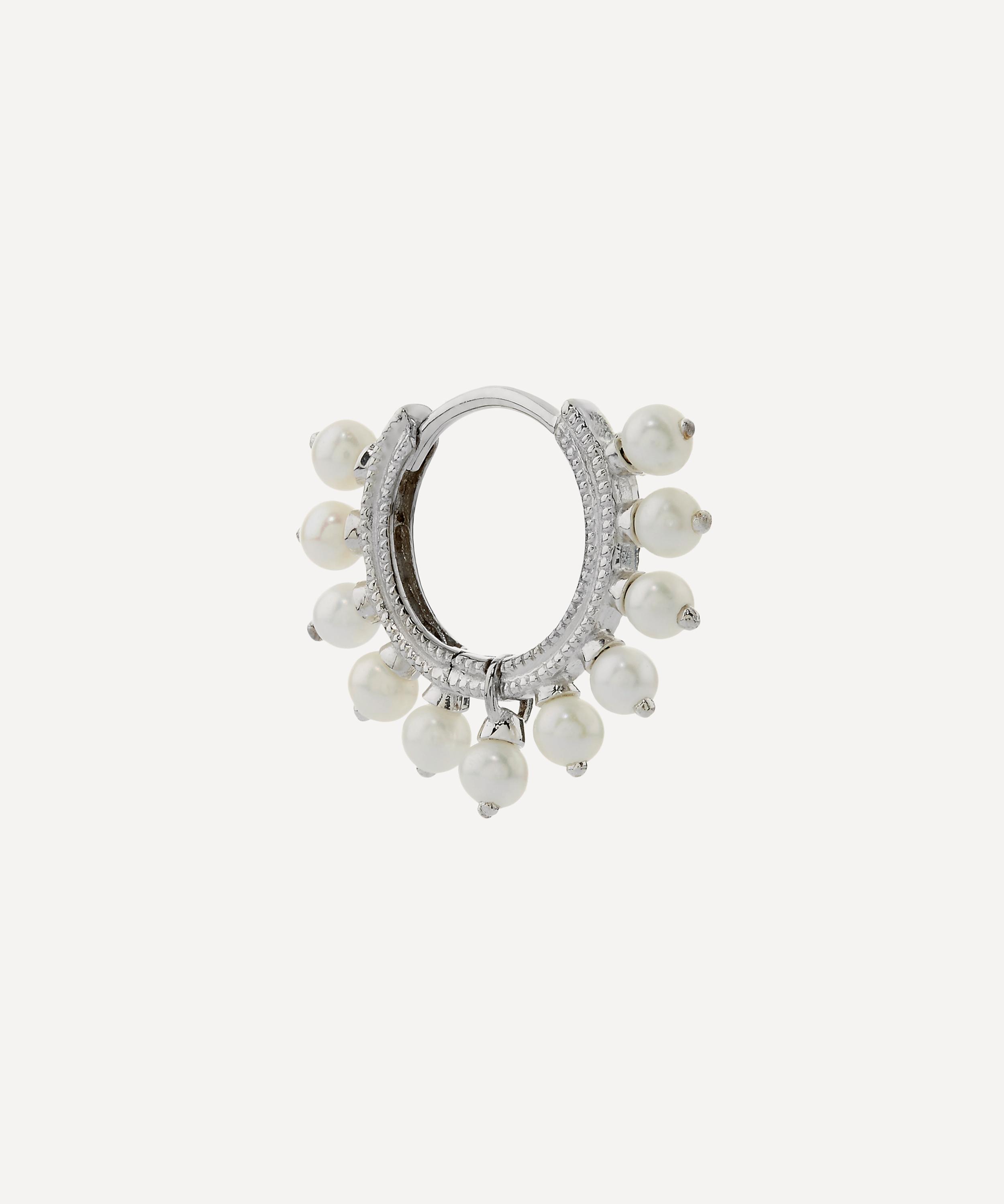 Maria Tash - 14ct 8mm Pearl Coronet Hoop Earring image number 0