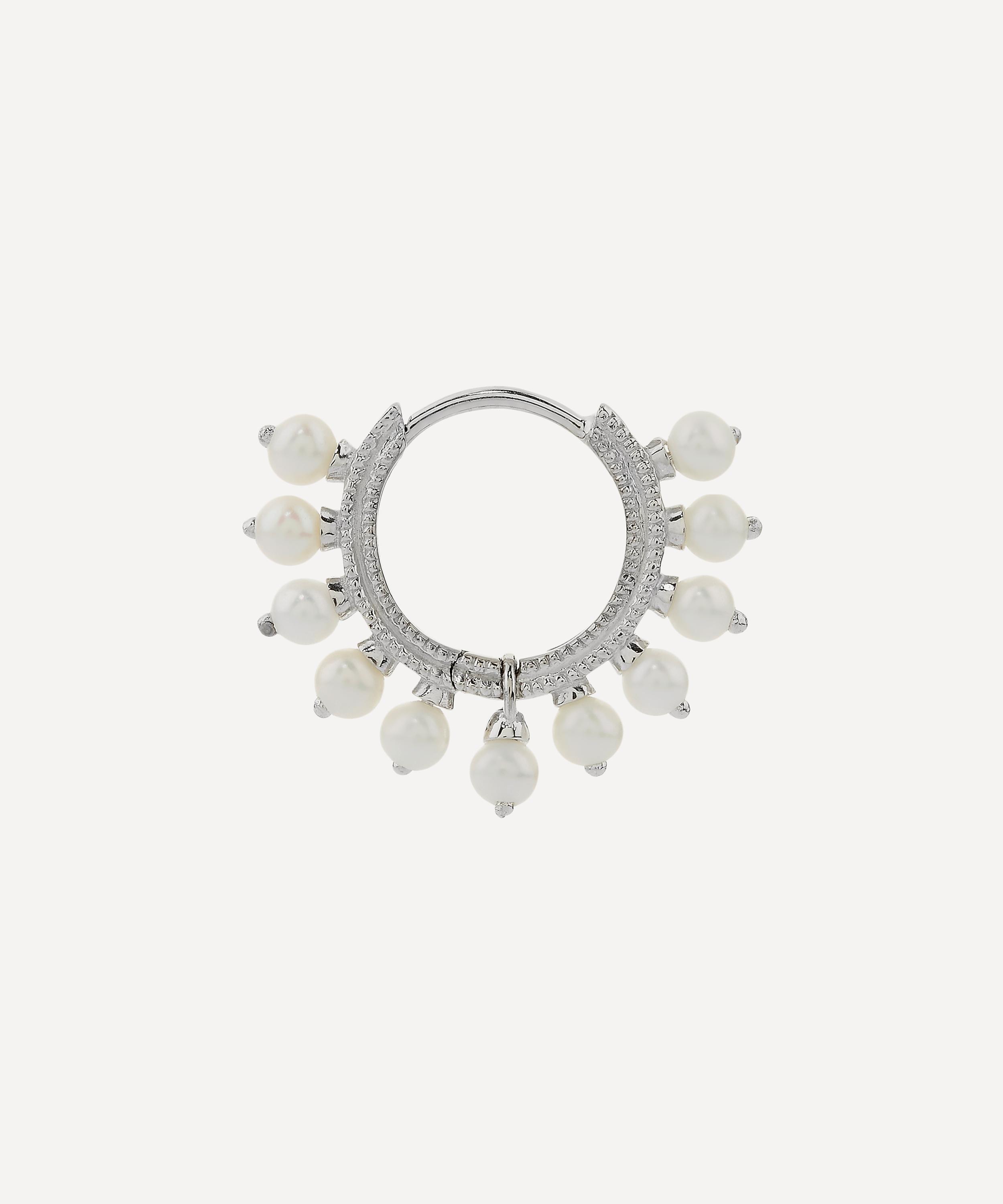 Maria Tash - 14ct 8mm Pearl Coronet Hoop Earring image number 5