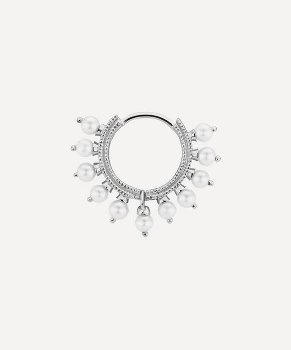 Maria Tash - 14ct 8mm Pearl Coronet Single Hoop Earring image number 0