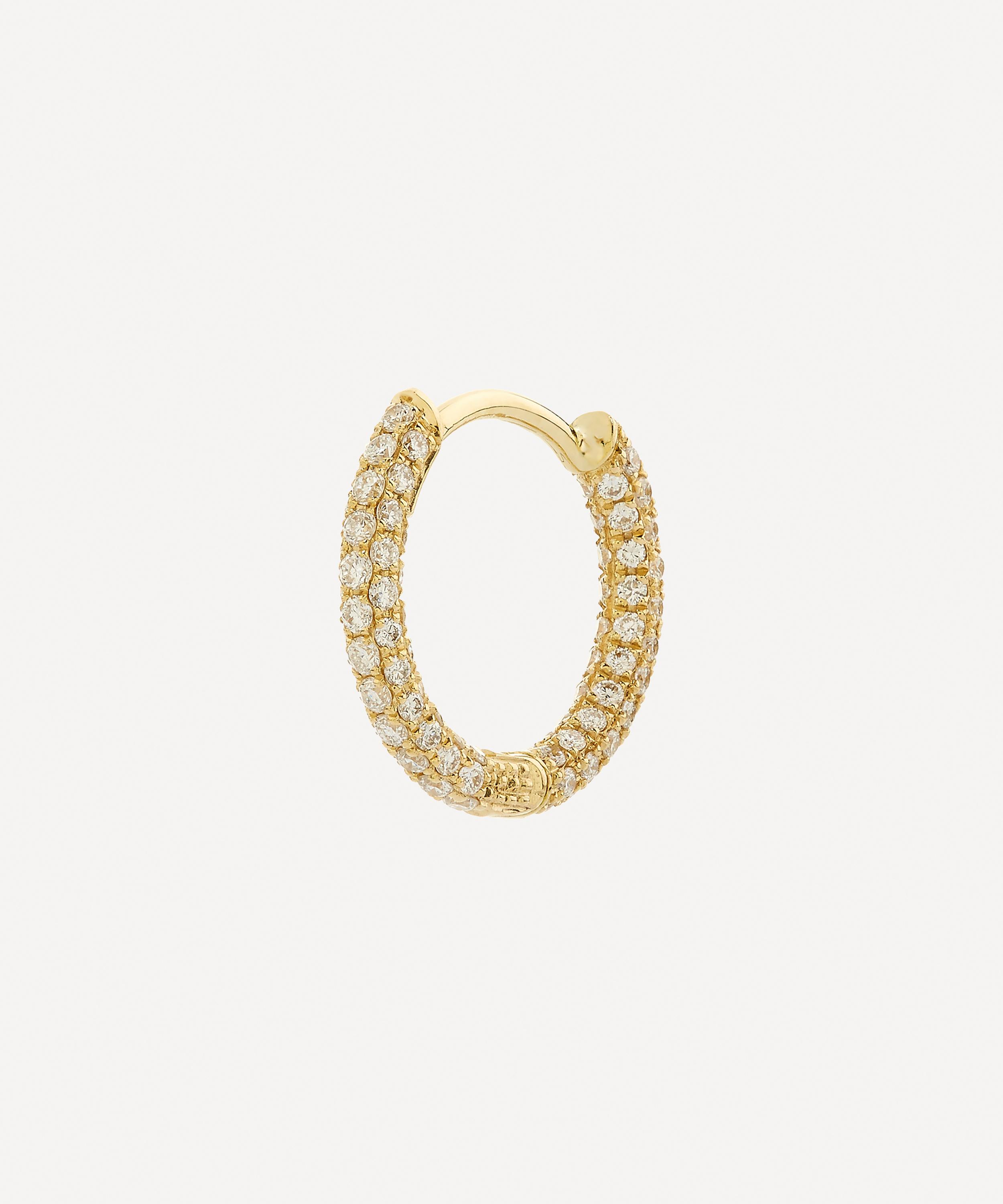 Maria Tash - 18ct 8mm Diamond Five Row Pave Hoop Earring image number 5