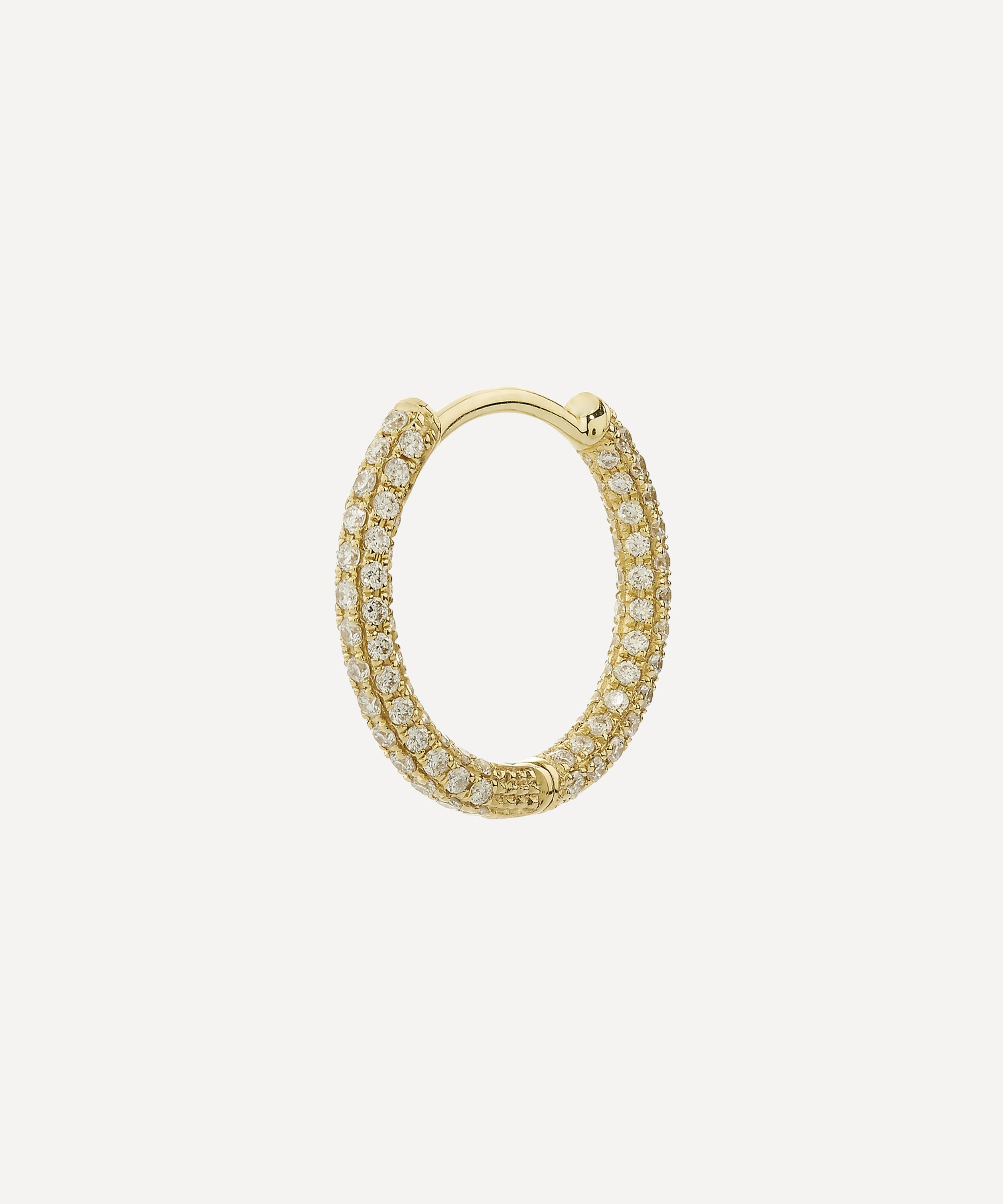 Maria Tash - 18ct 9.5mm Diamond Five Row Pave Hoop Earring image number 3