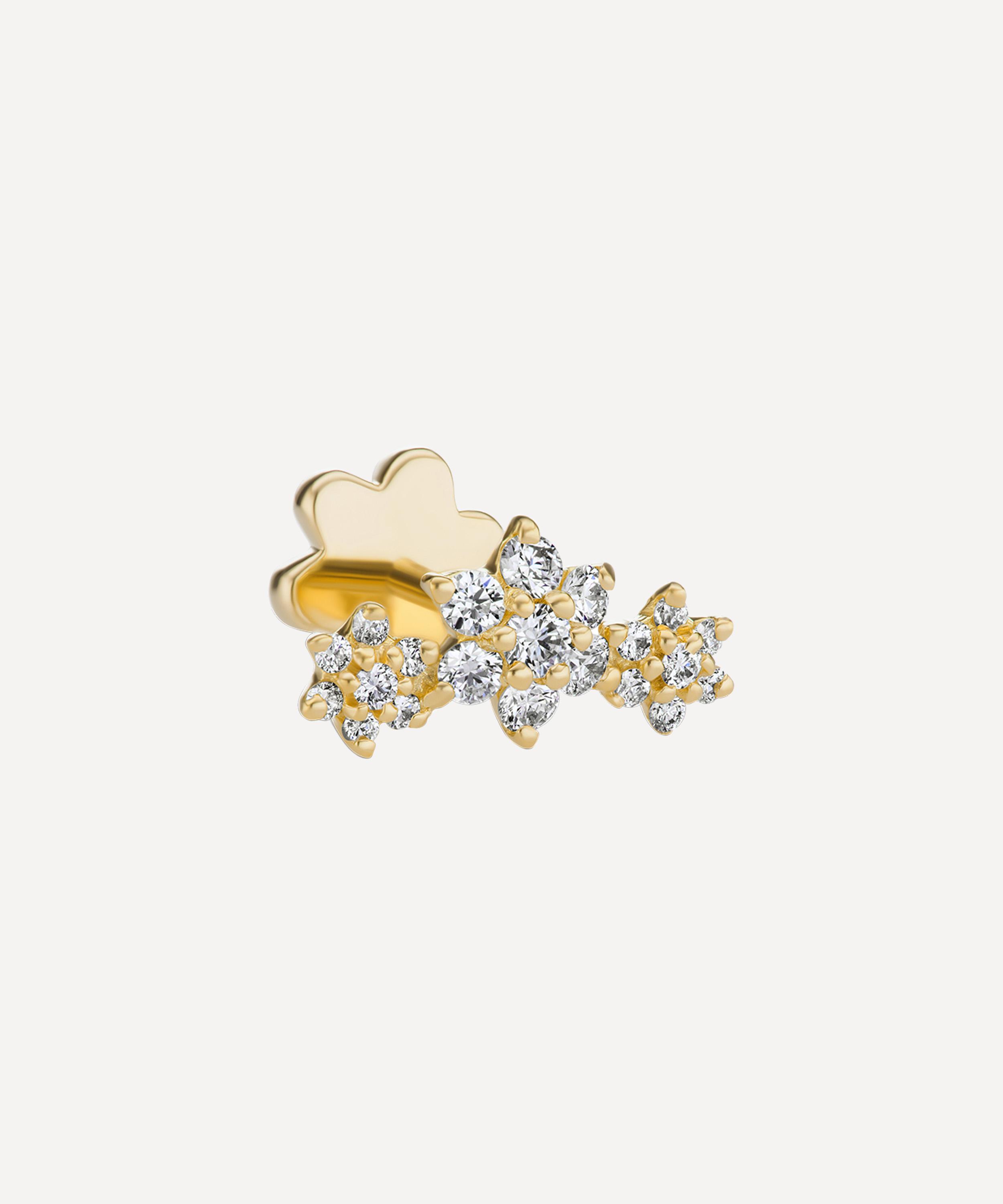 Maria Tash - 18ct Diamond Flower Garland Single Threaded Stud Earring