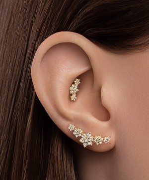Maria Tash - 18ct Three Flower Garland Diamond Threaded Stud Earring image number 1