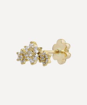 Maria Tash - 18ct Three Flower Garland Diamond Threaded Stud Earring image number 3
