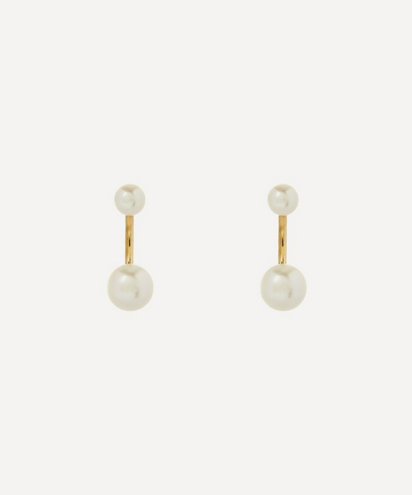 Satomi Kawakita - 14ct Gold Twin Pearl Stud Earrings image number null