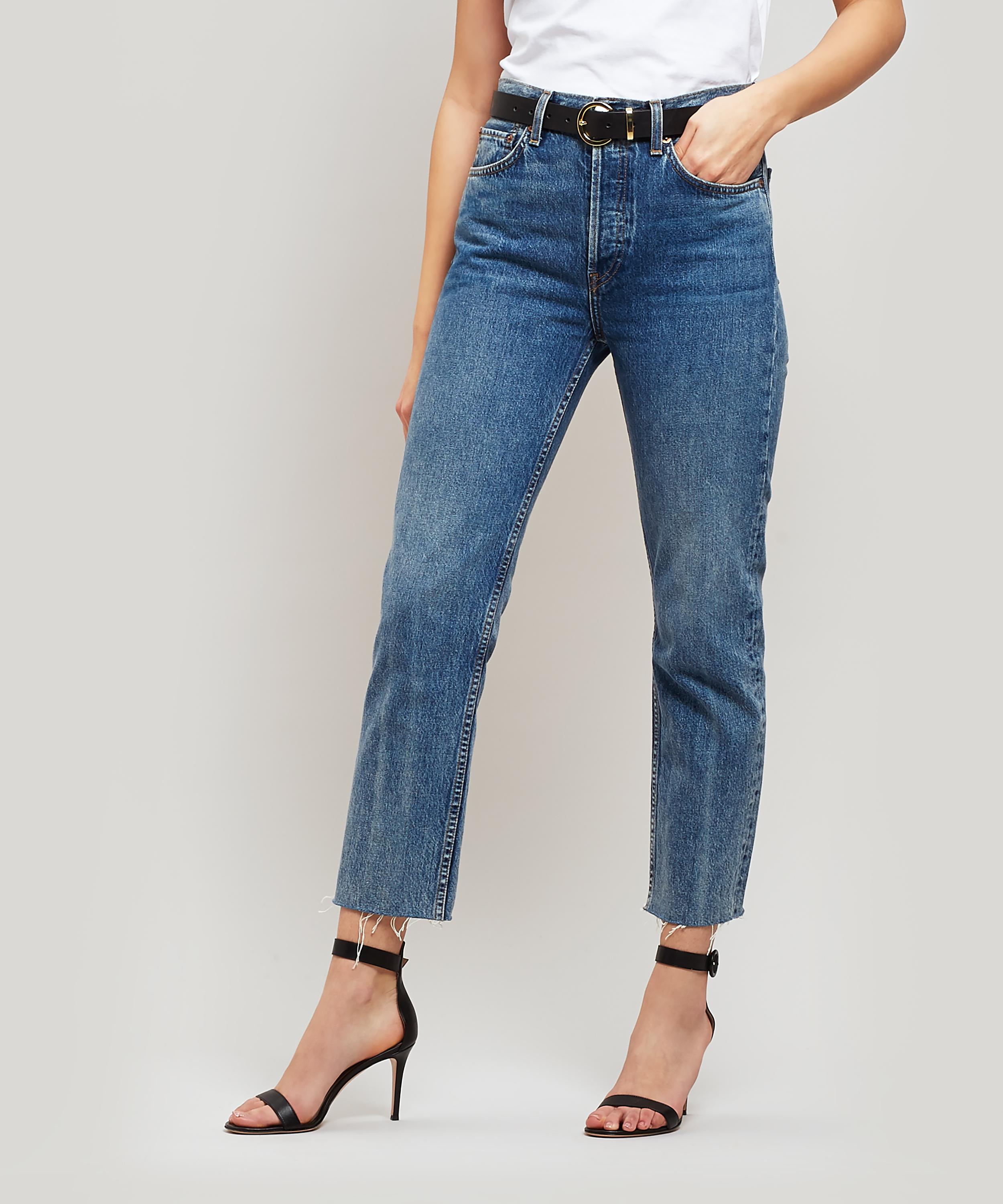 high rise rigid stove pipe jeans