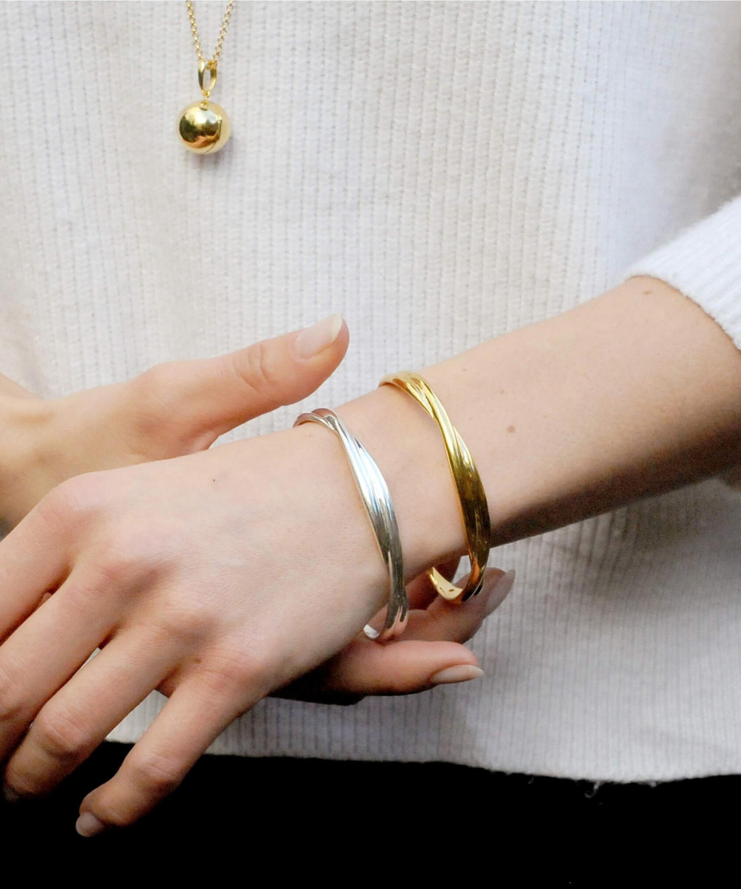 Dinny Hall - Gold Plated Vermeil Silver Twist Cuff Bracelet image number 1