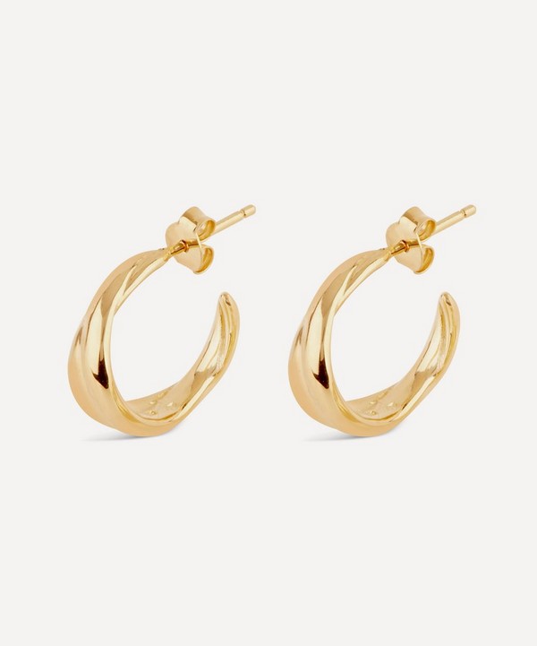 Dinny Hall - Gold Plated Vermeil Silver Twist Small Hoop Earrings image number null