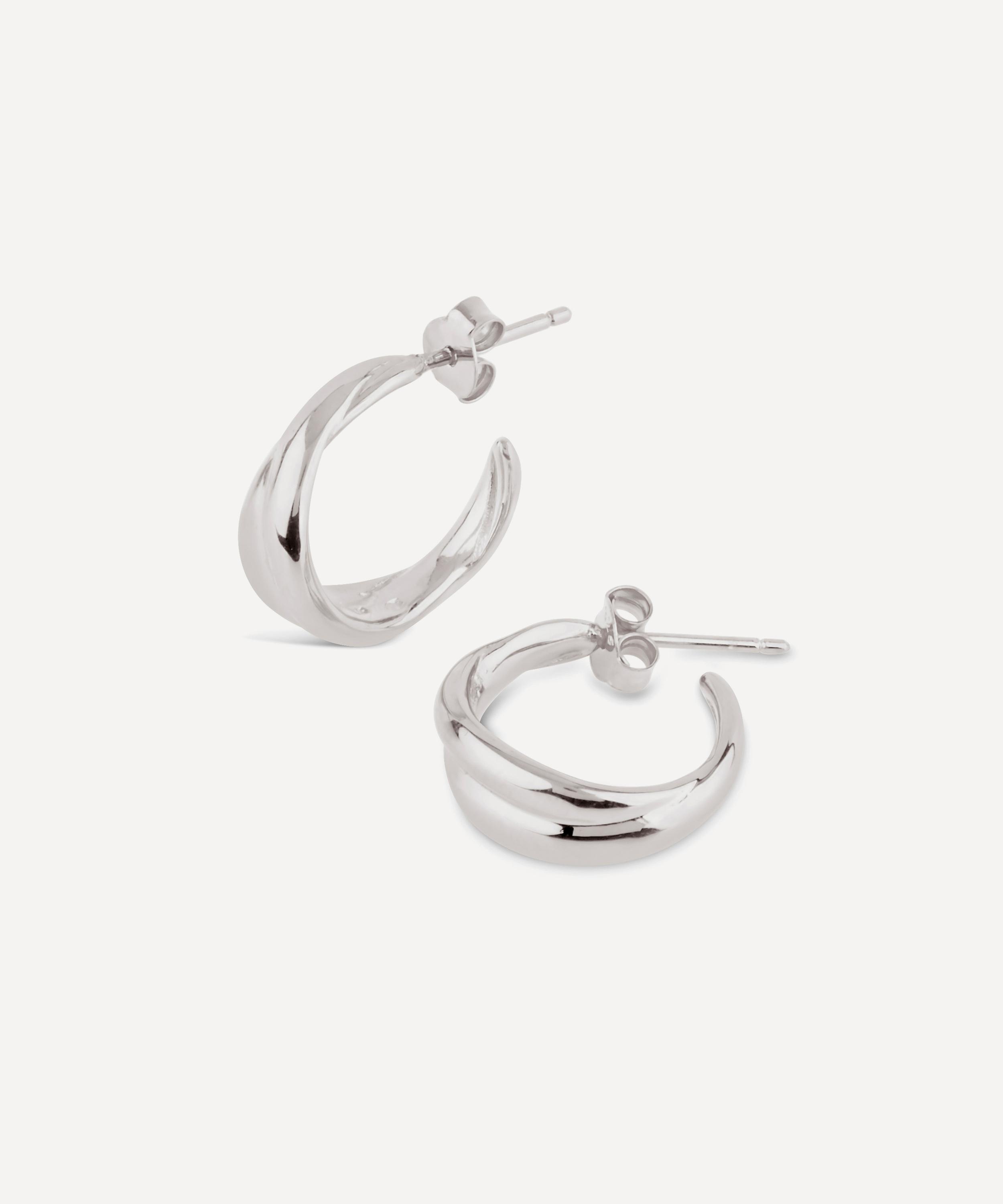 Dinny Hall - Silver Twist Small Hoop Earrings image number 0