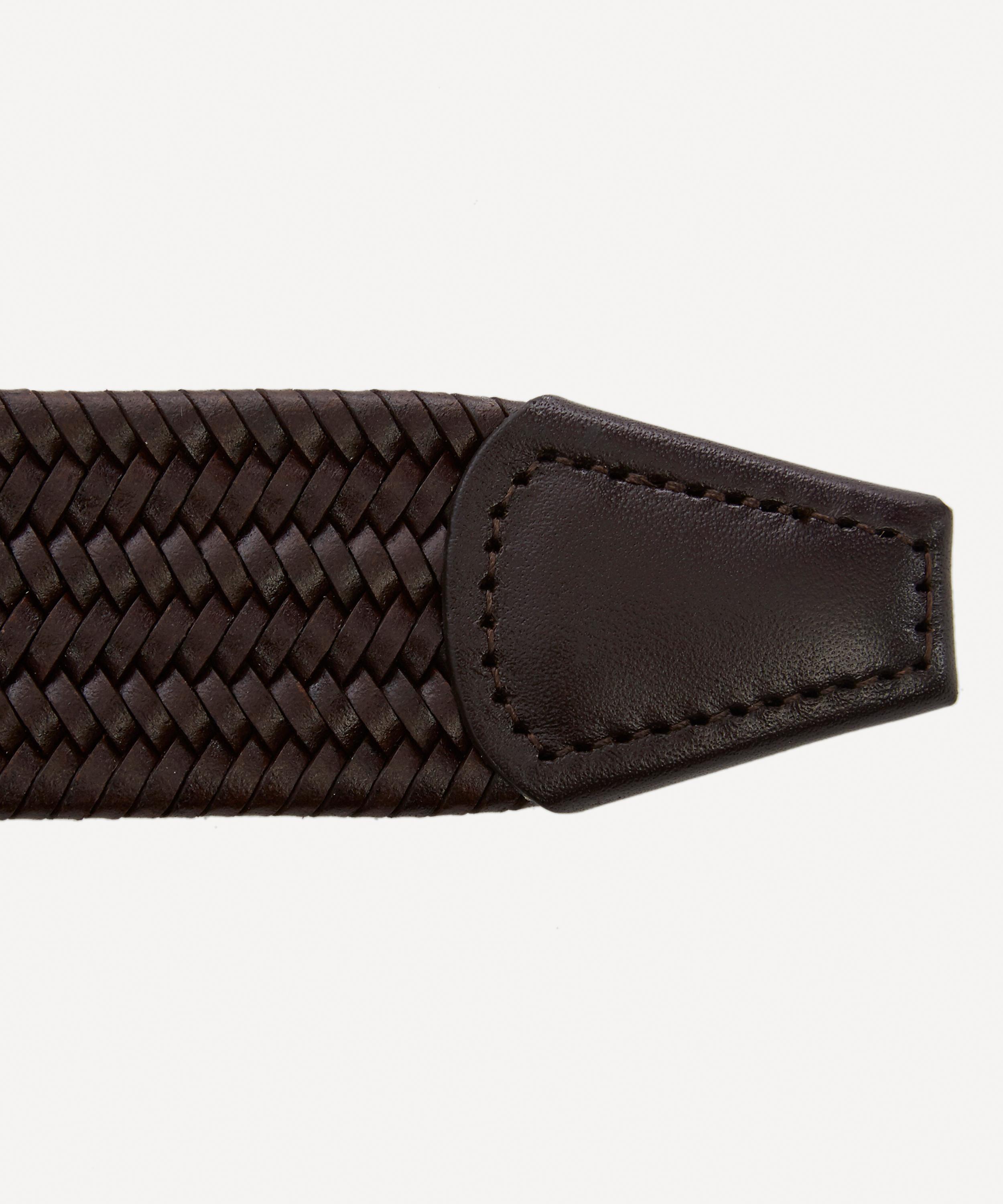 Anderson's Belt Leather-Trimmed Woven Black