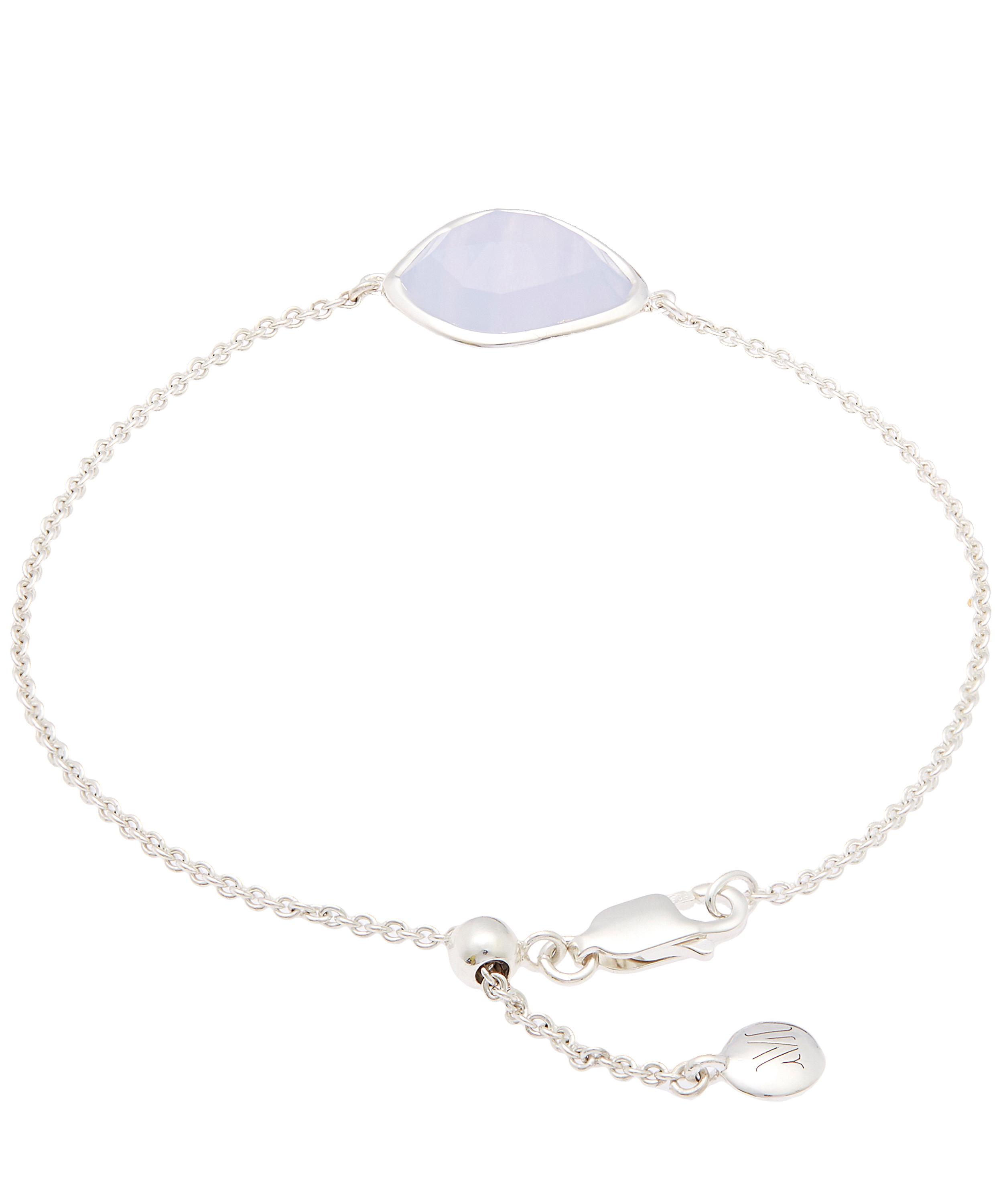Monica Vinader - Silver Blue Lace Agate Siren Nugget Bracelet image number 3