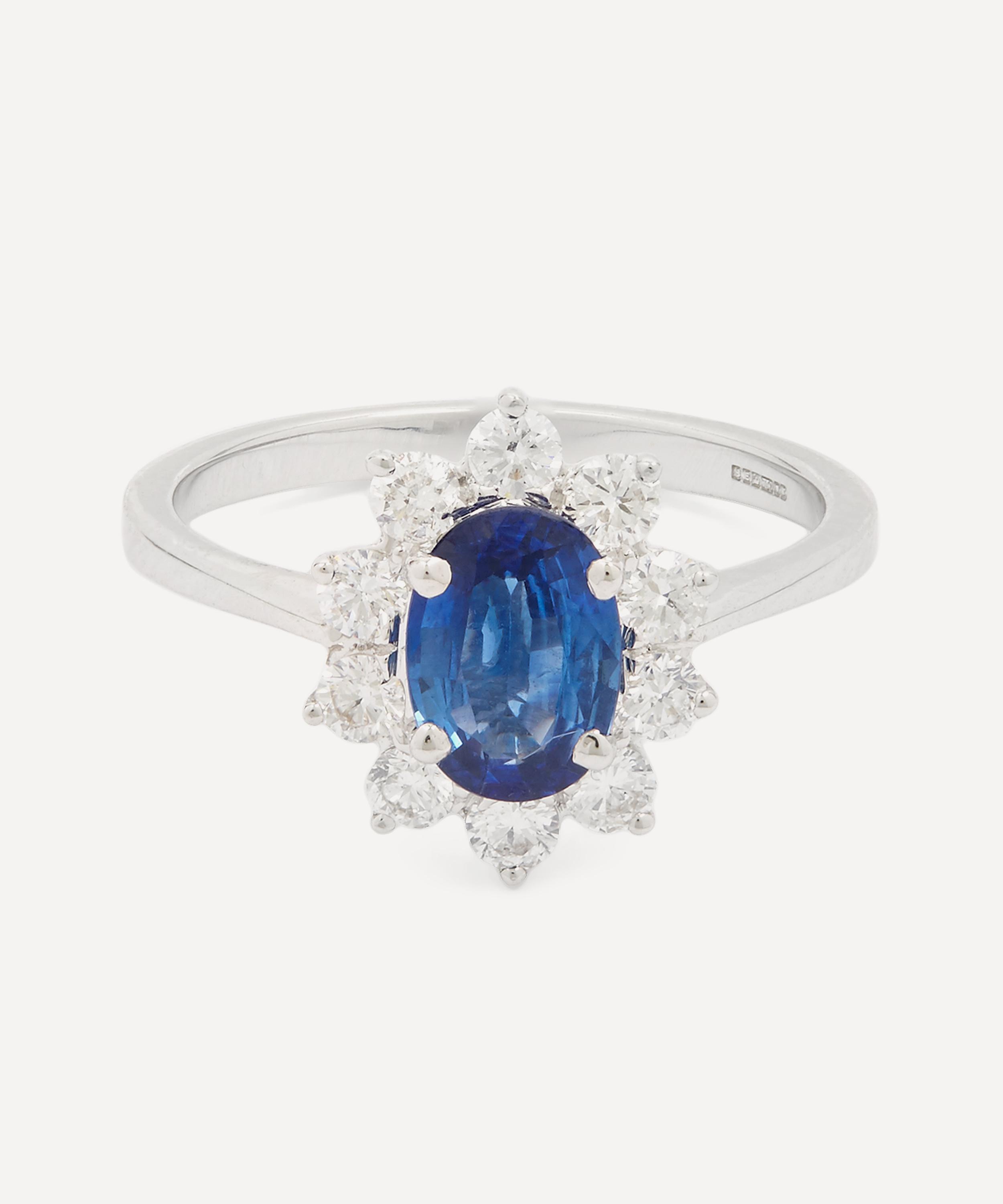 Kojis - 18ct White Gold Sapphire and Diamond Cluster Ring image number null