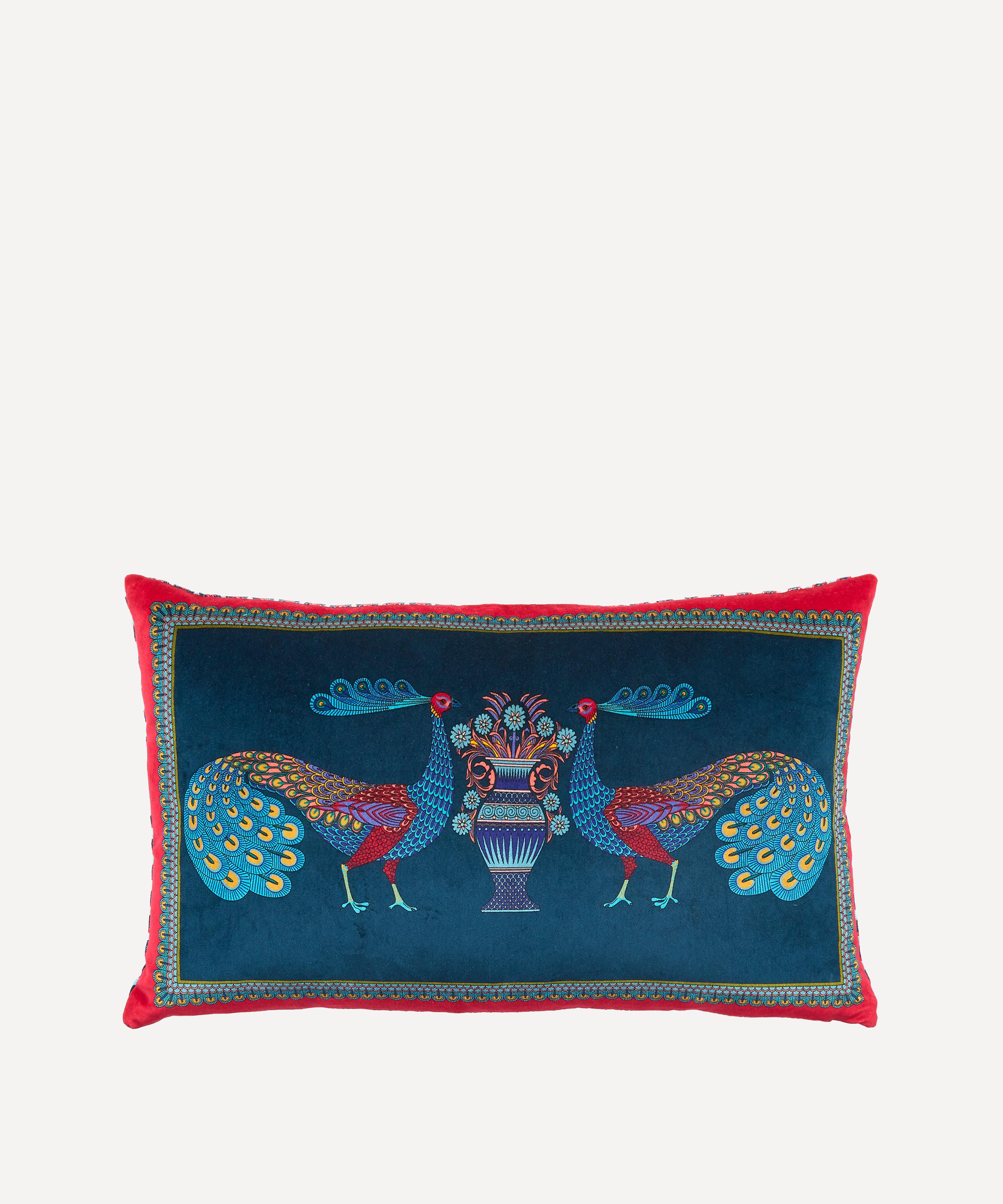 Liberty - Peacock Garden Velvet Bolster Cushion image number 0