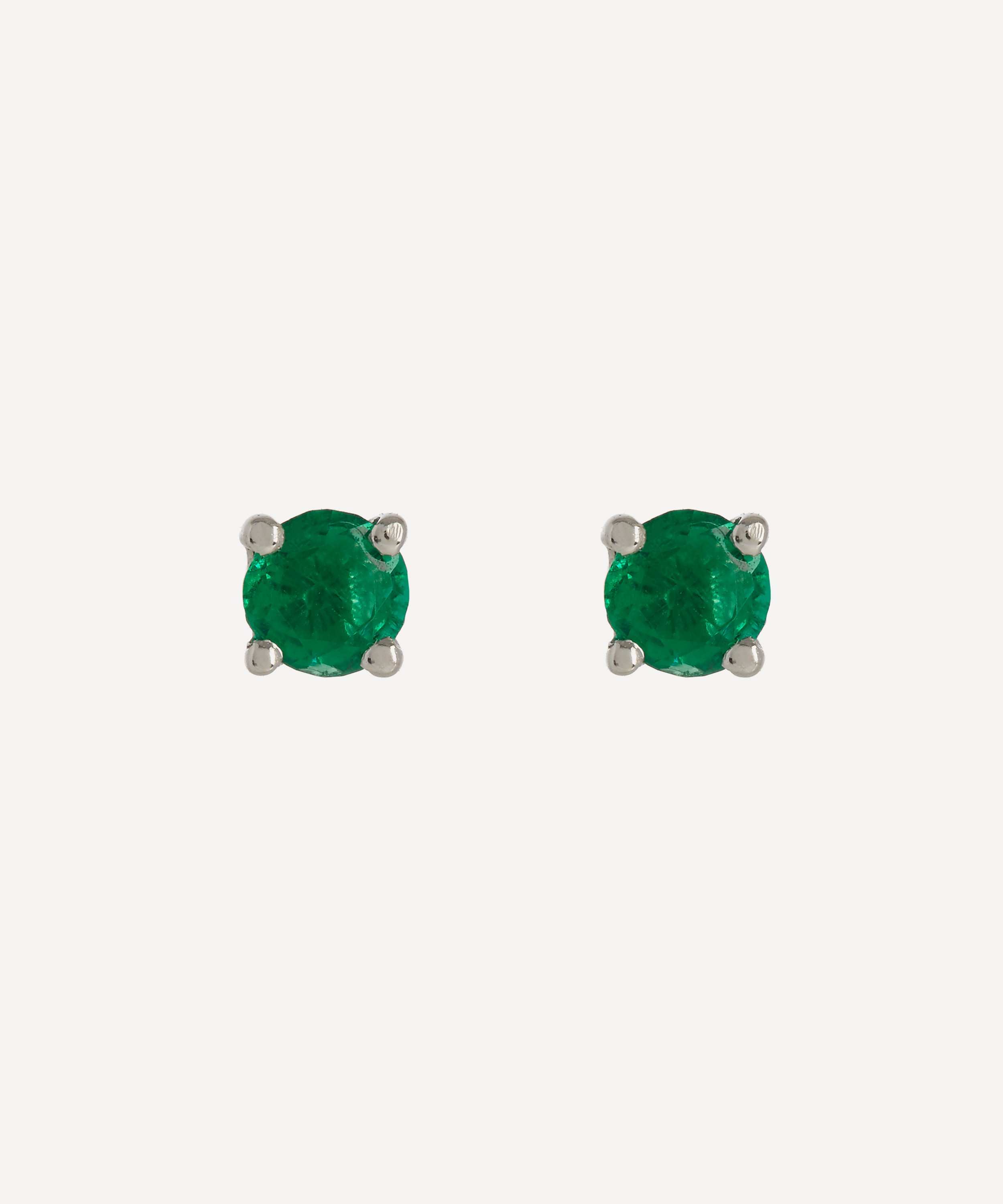 Kojis - 18ct White Gold Emerald Stud Earrings image number 0