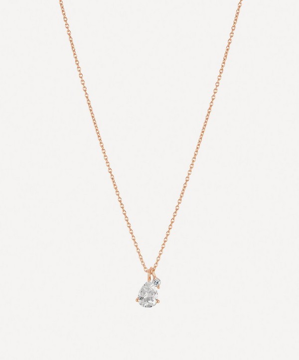 Dinny Hall - Rose Gold Plated Vermeil Silver Gem Drop White Topaz and White Sapphire Pendant Necklace image number null