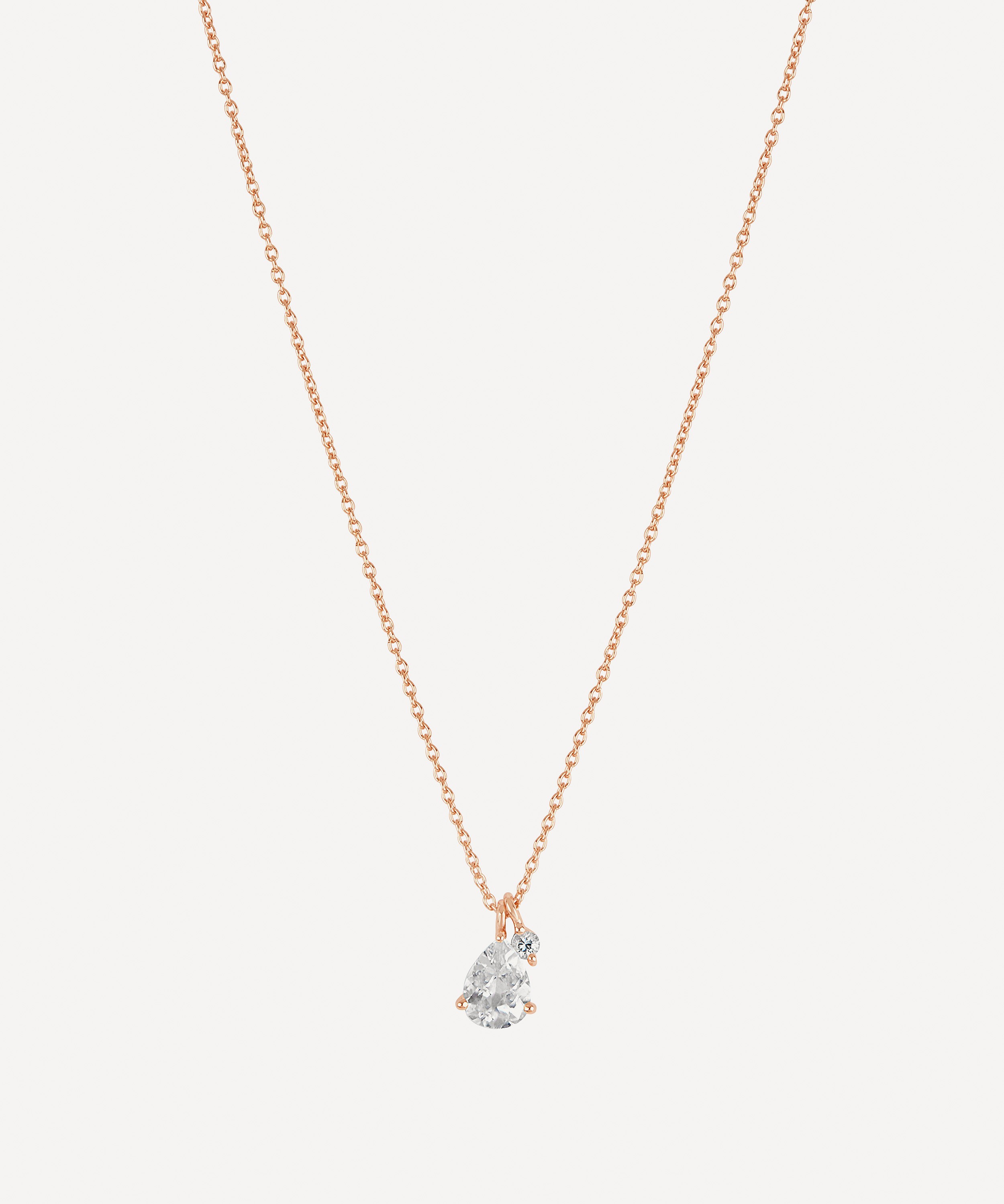Dinny Hall - Rose Gold Plated Vermeil Silver Gem Drop White Topaz and White Sapphire Pendant Necklace image number 0