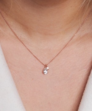 Dinny Hall - Rose Gold Plated Vermeil Silver Gem Drop White Topaz and White Sapphire Pendant Necklace image number 1