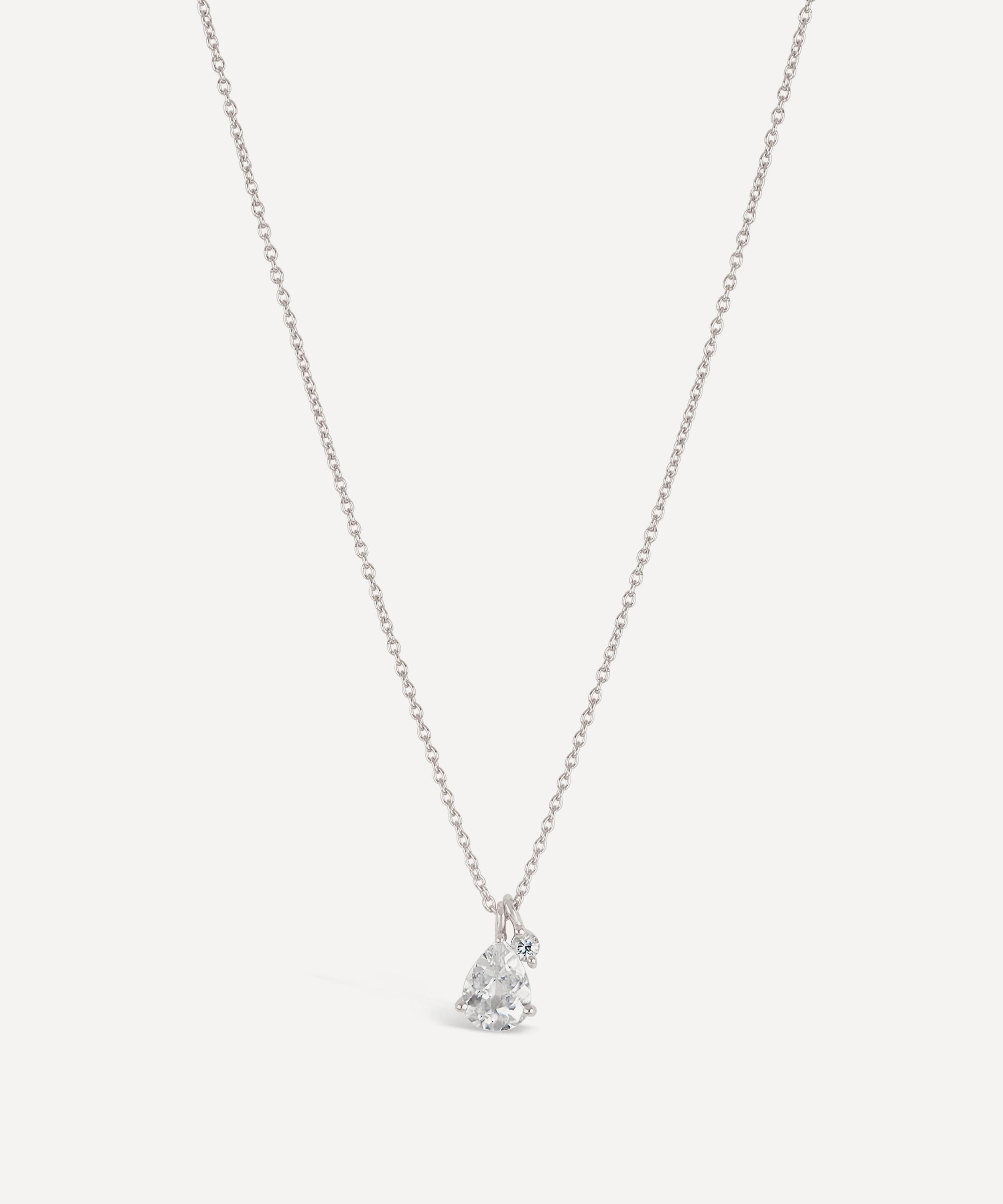 Dinny Hall - Silver Gem Drop White Topaz and White Sapphire Pendant Necklace image number 